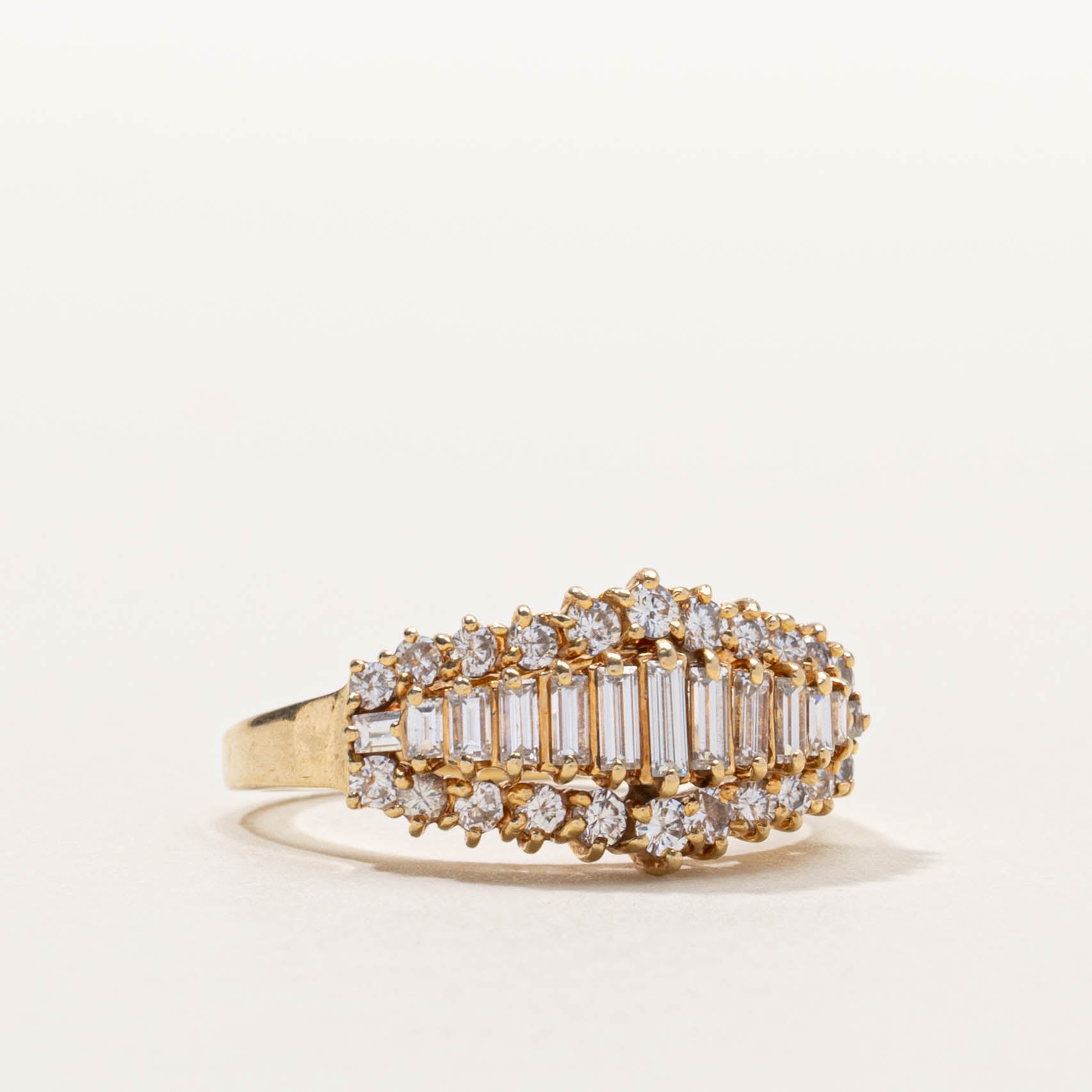 14k Diamond Multi Row Tapered Ring | 1.00ctw | SZ 7.75