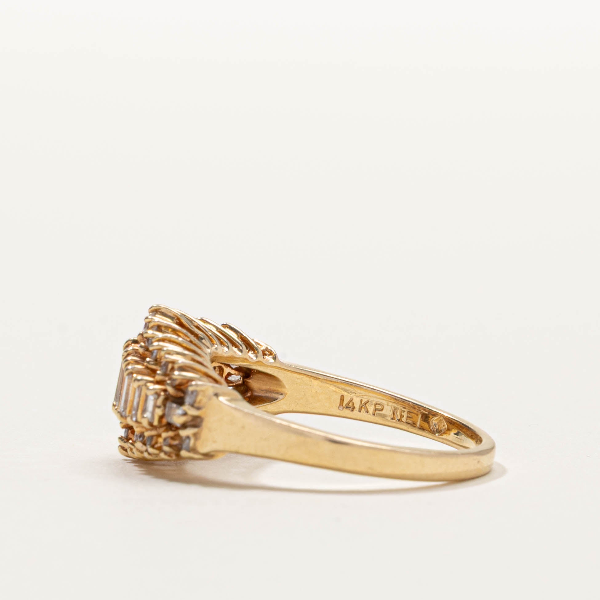 14k Diamond Multi Row Tapered Ring | 1.00ctw | SZ 7.75