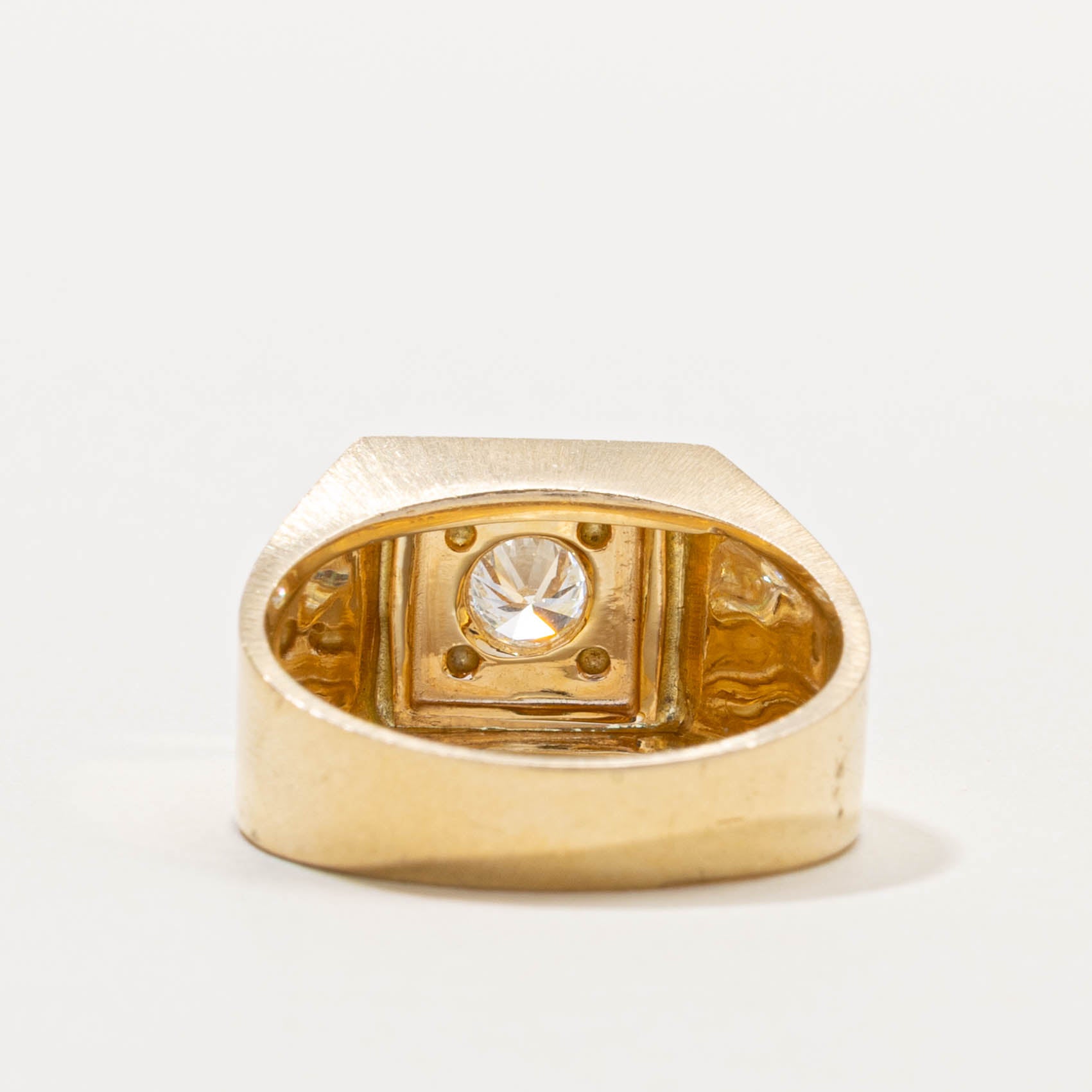 18k Round Brilliant Diamond Signet Ring | 0.38ct | SZ 8.5
