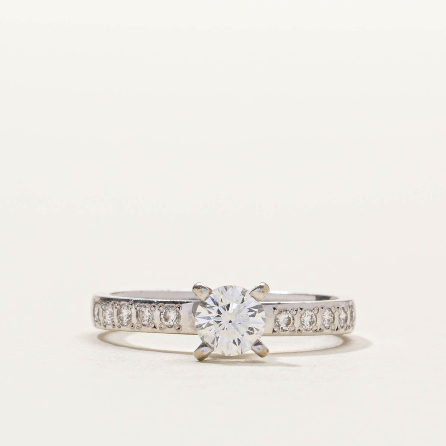 ‘Birks’ 18k Diamond Accented Engagement Ring | 0.39ct VVS1 G, 0.12ctw | SZ 5