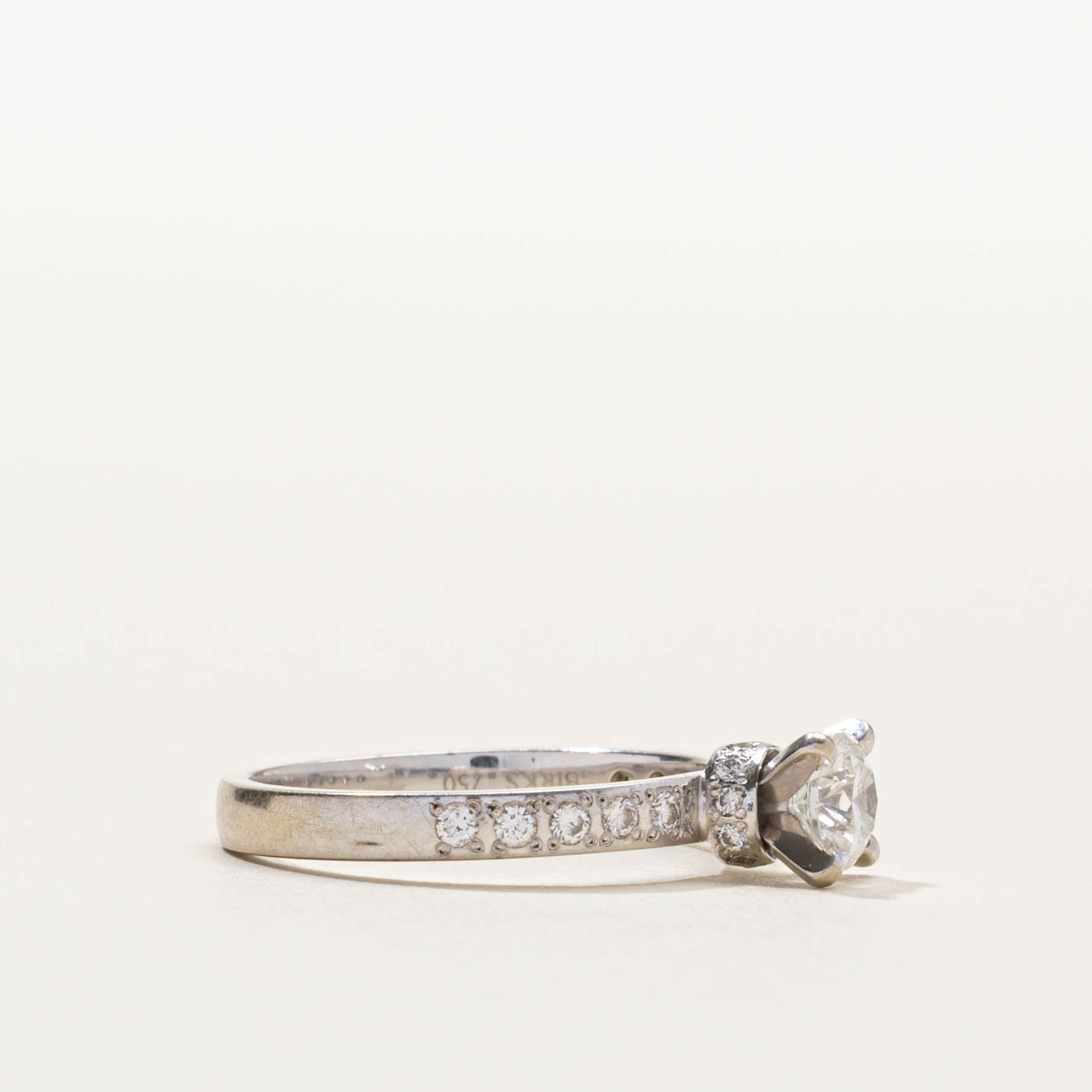 ‘Birks’ 18k Diamond Accented Engagement Ring | 0.39ct VVS1 G, 0.12ctw | SZ 5