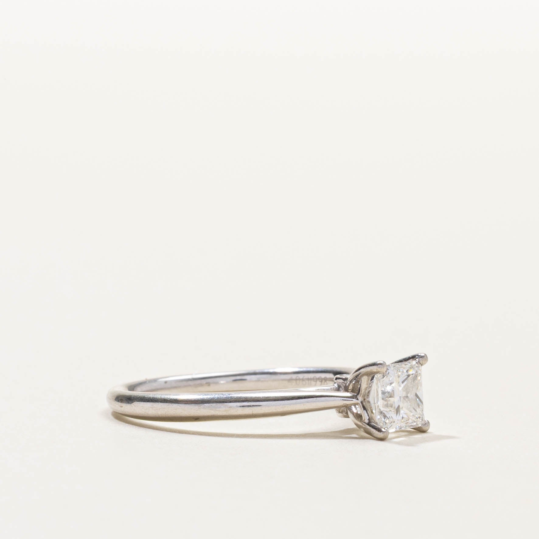 ‘Birks’ 18k Solitaire Princess Cut Diamond Ring | 0.73ctw VVS1 H/I | SZ 6.25