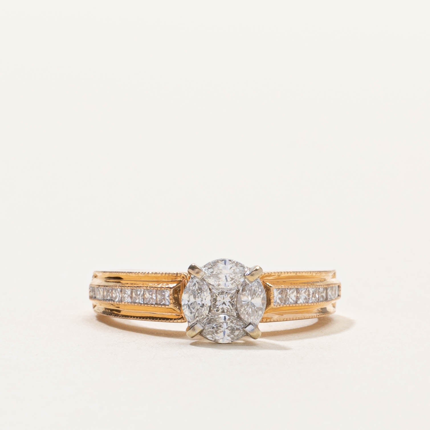 18k Illusion Set Diamond Accented Ring | 0.50ctw | SZ 5