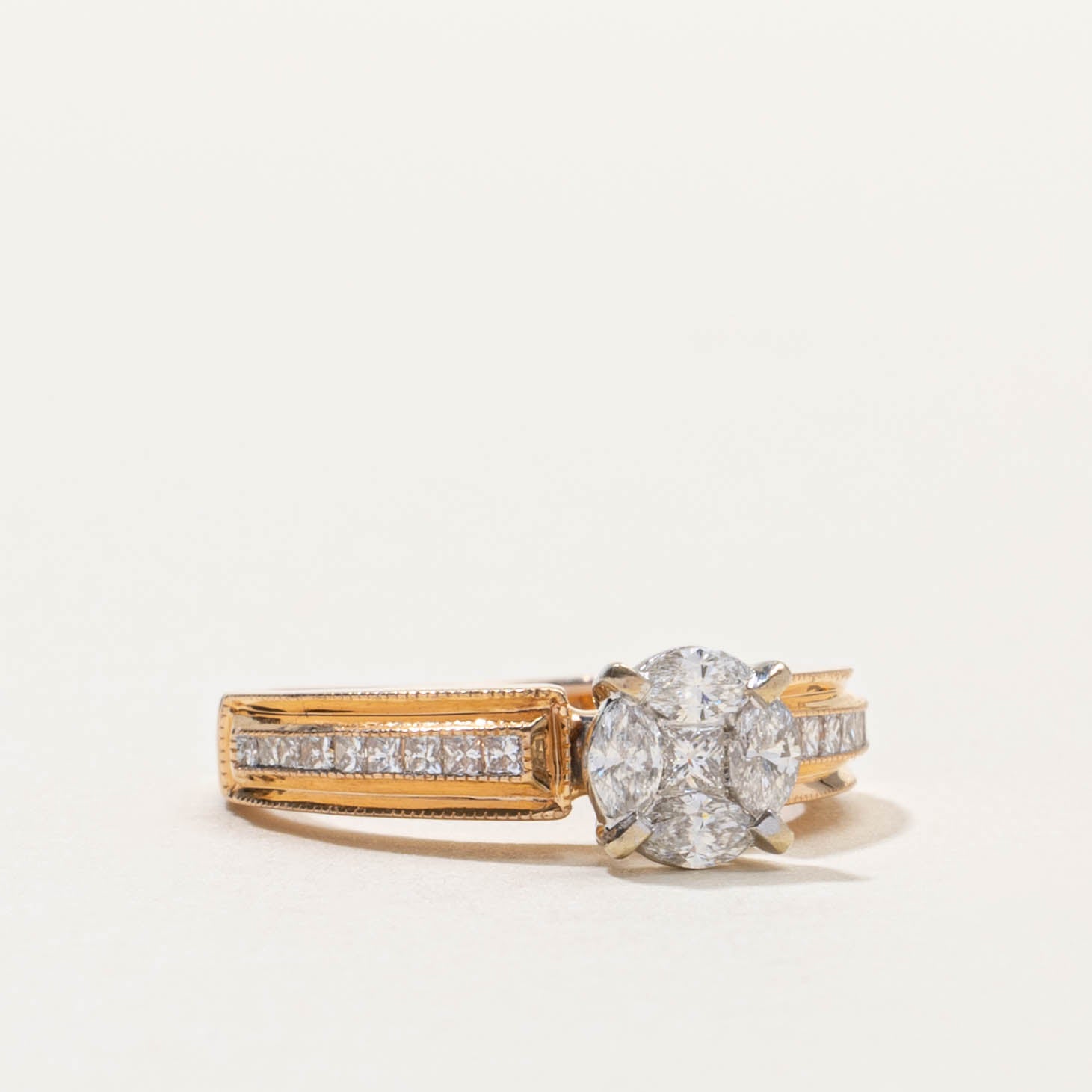 18k Illusion Set Diamond Accented Ring | 0.50ctw | SZ 5