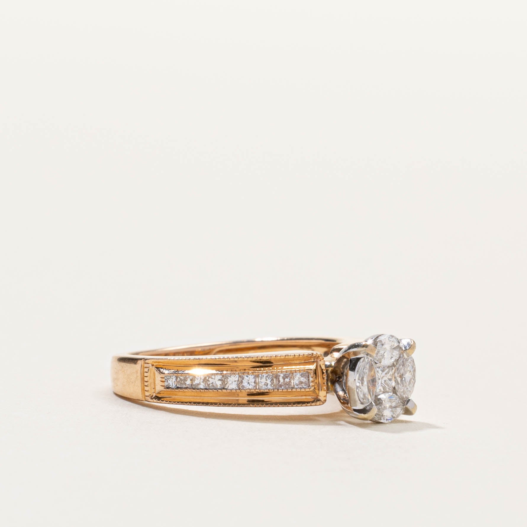 18k Illusion Set Diamond Accented Ring | 0.50ctw | SZ 5