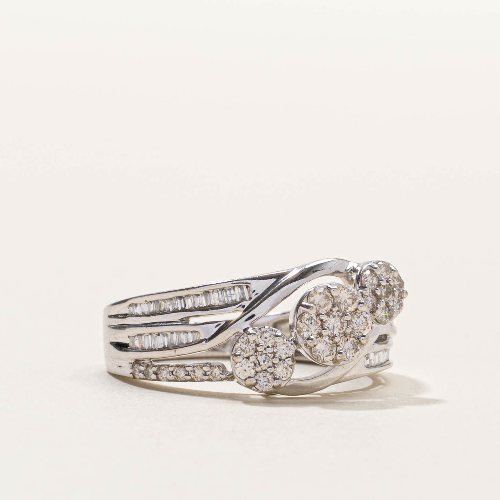 18k Diagonal Diamond Clusters Ring | 0.42ctw | SZ 7.25