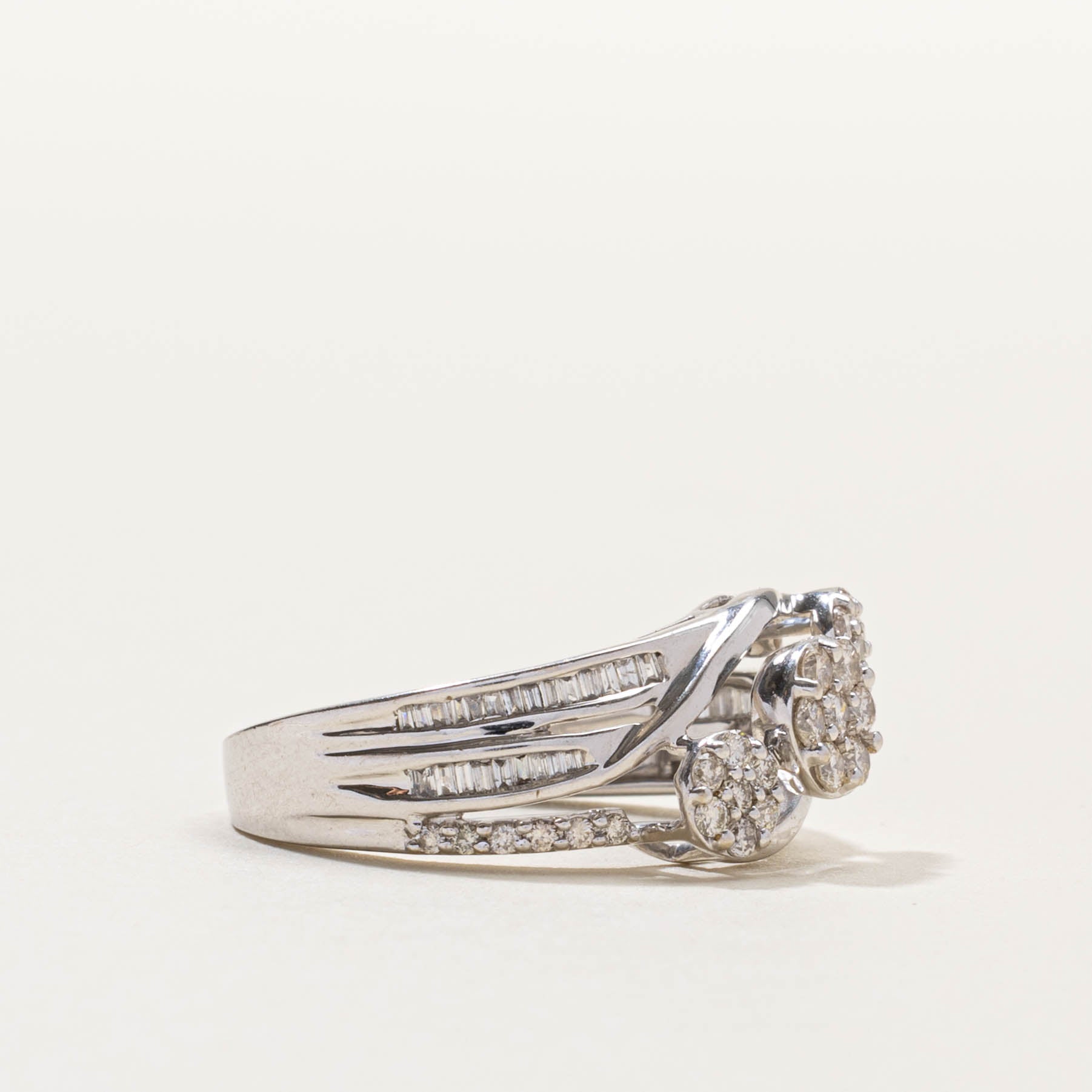 18k Diagonal Diamond Clusters Ring | 0.42ctw | SZ 7.25