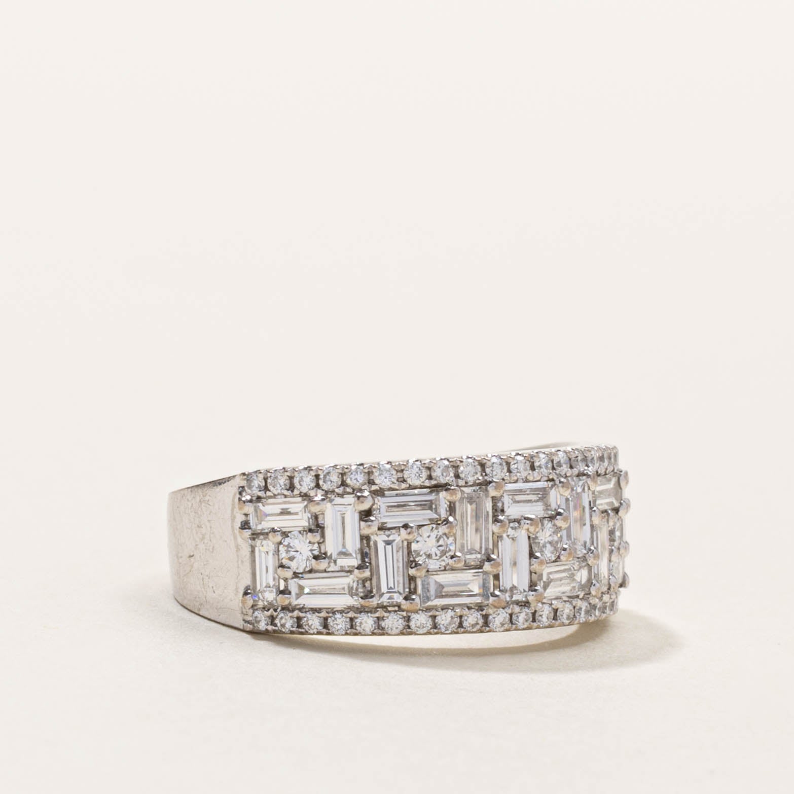 18k Mixed Cut Diamond Grid Ring | 1.00ctw | SZ 6.5