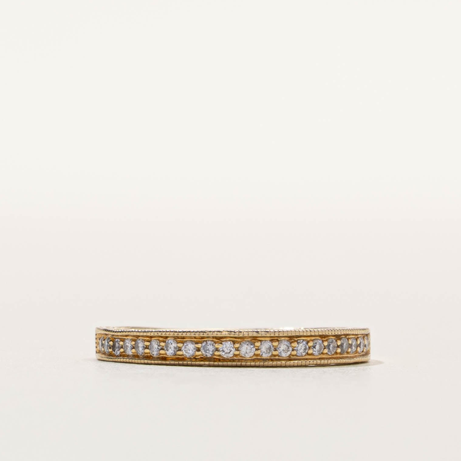 14k Semi Eternity Diamond Milgrain Band | 0.10ctw | SZ 6.25