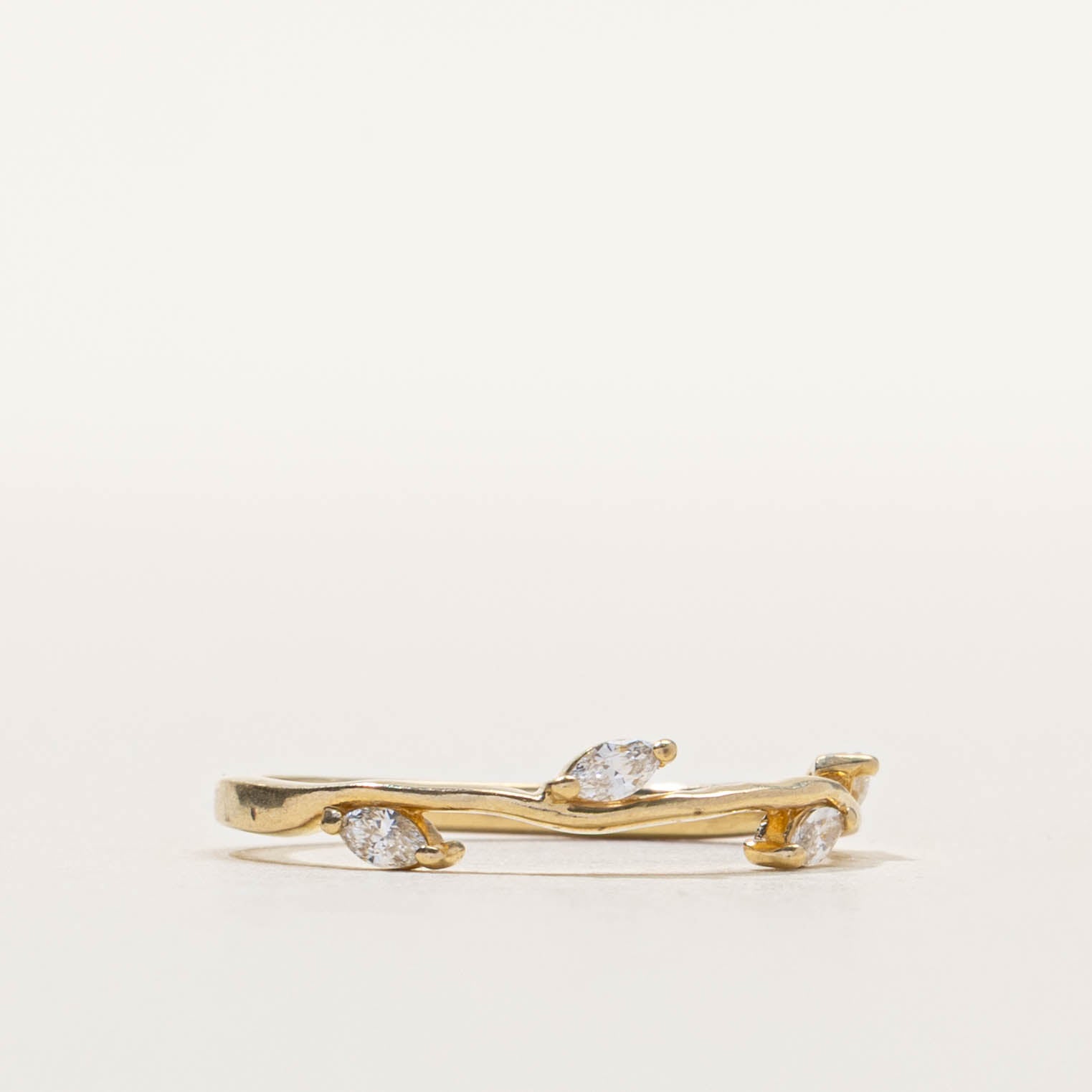 14k Marquise Cut Diamond Wave Band | 0.15ctw | SZ 6.75