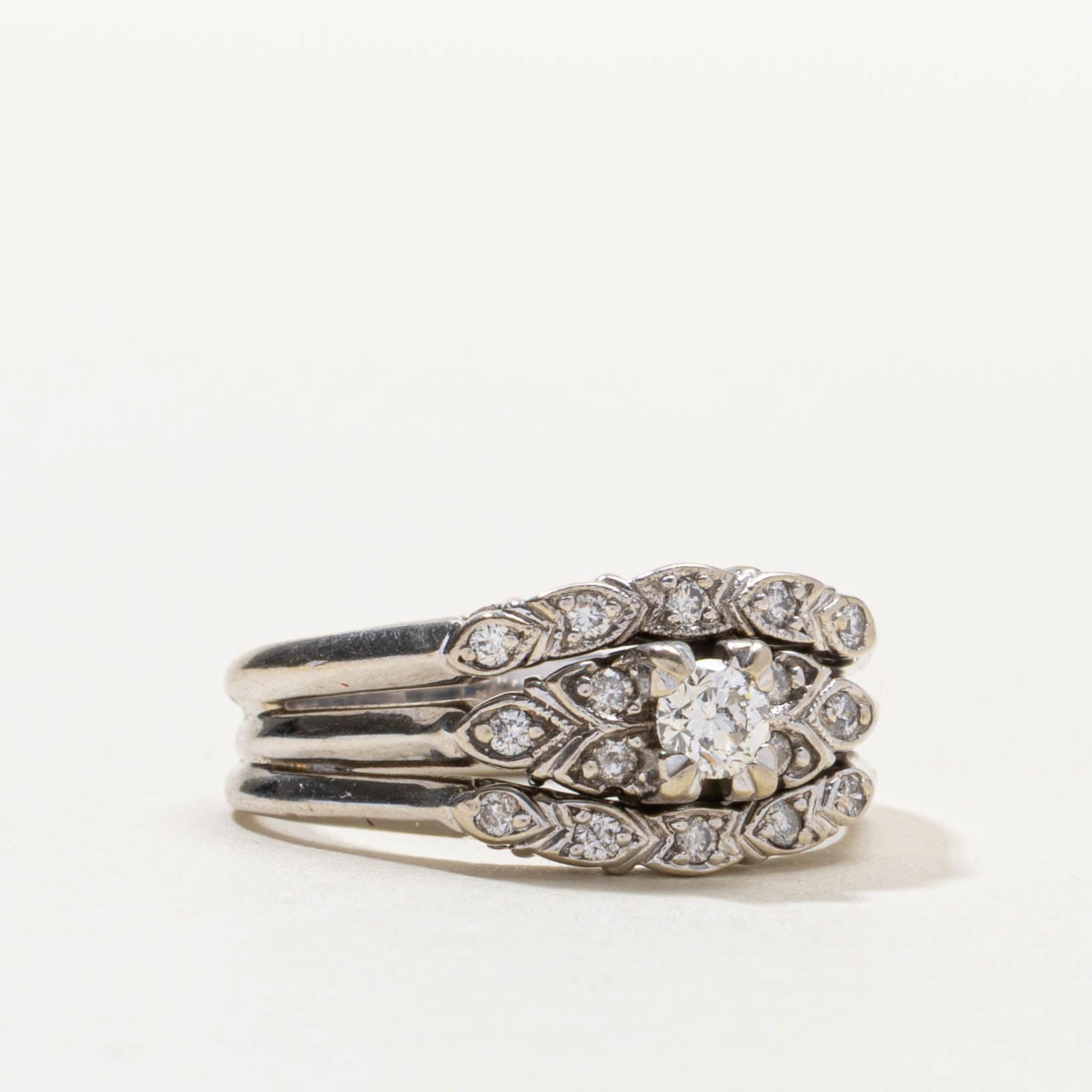 14k Diamond Accented Wedding Ring Set | 0.36ctw | SZ 8.75