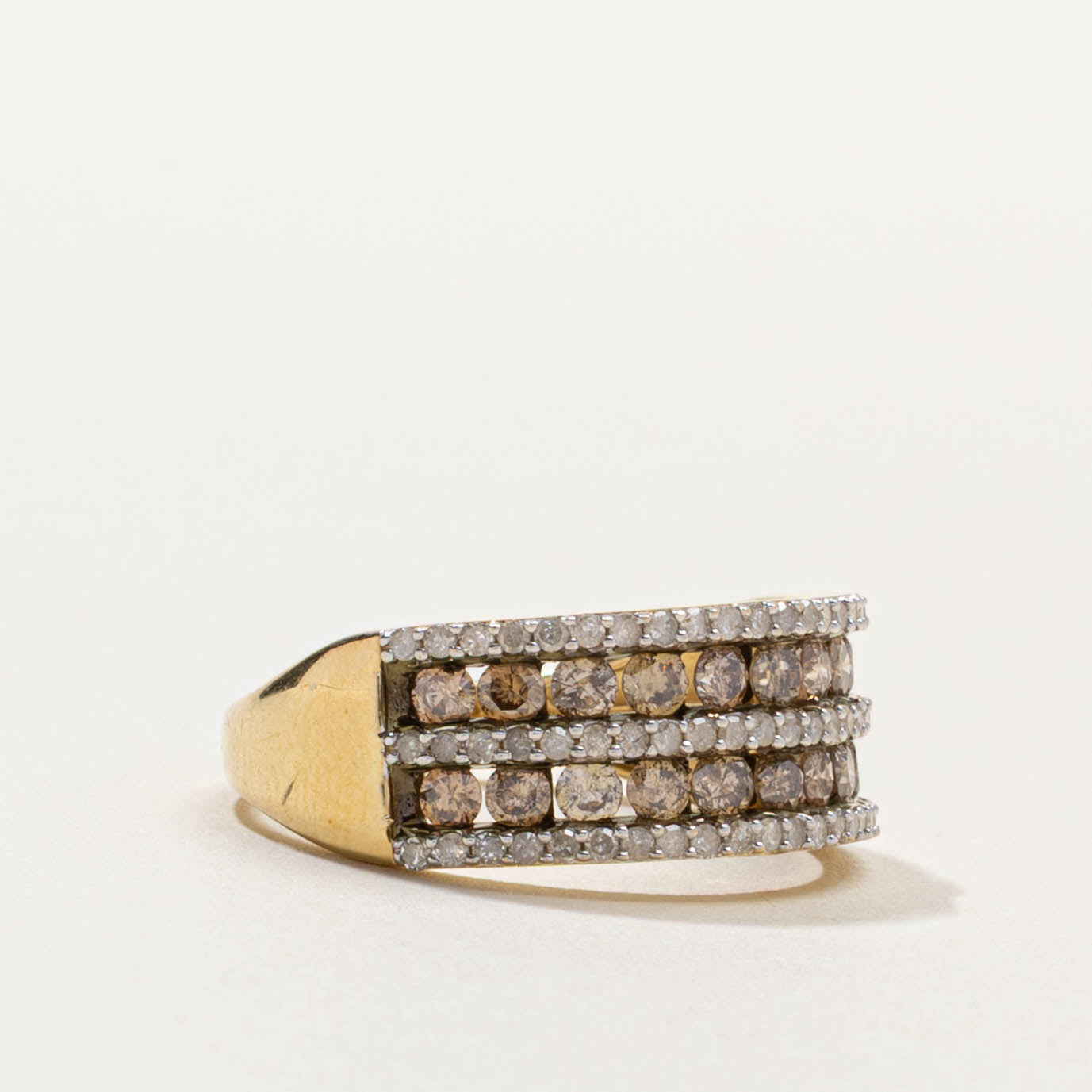 14k Semi Eternity Diamond Multi Row Ring | 0.89ctw | SZ 6.75