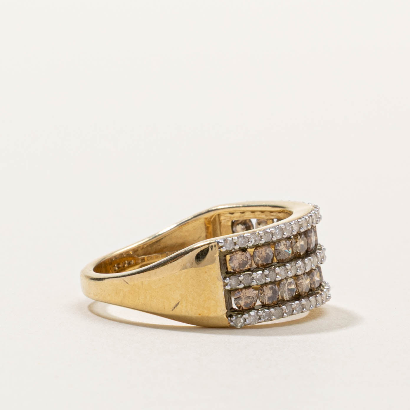 14k Semi Eternity Diamond Multi Row Ring | 0.89ctw | SZ 6.75