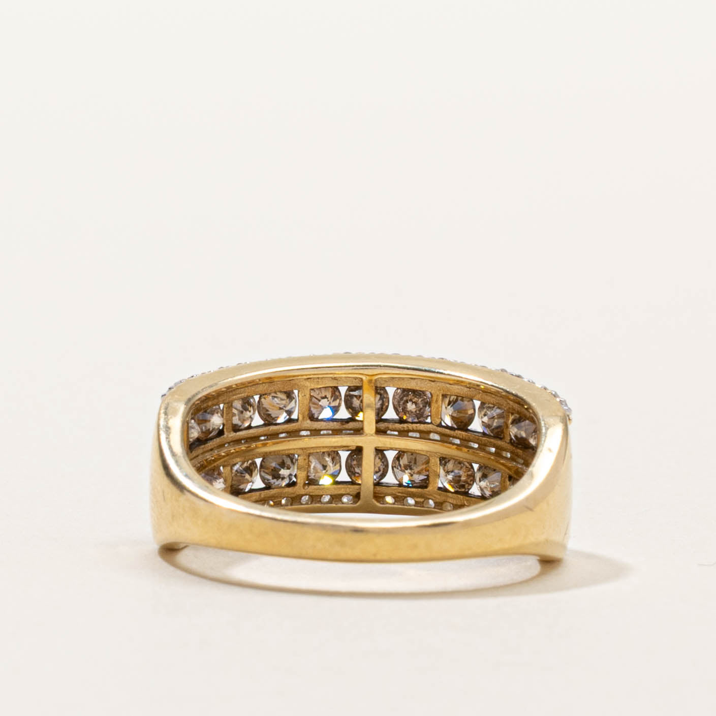 14k Semi Eternity Diamond Multi Row Ring | 0.89ctw | SZ 6.75