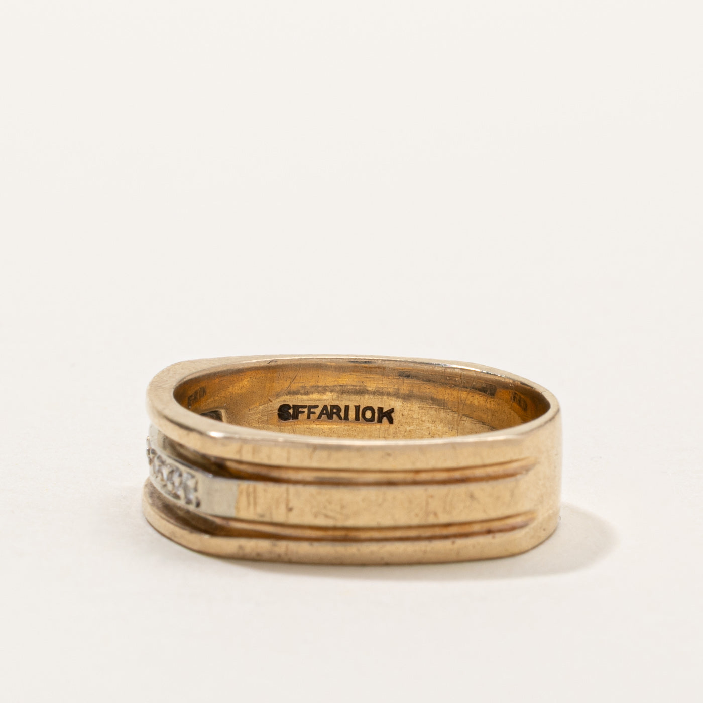 10k Diamond Grooved Layered Band | 6.75mm | SZ 11