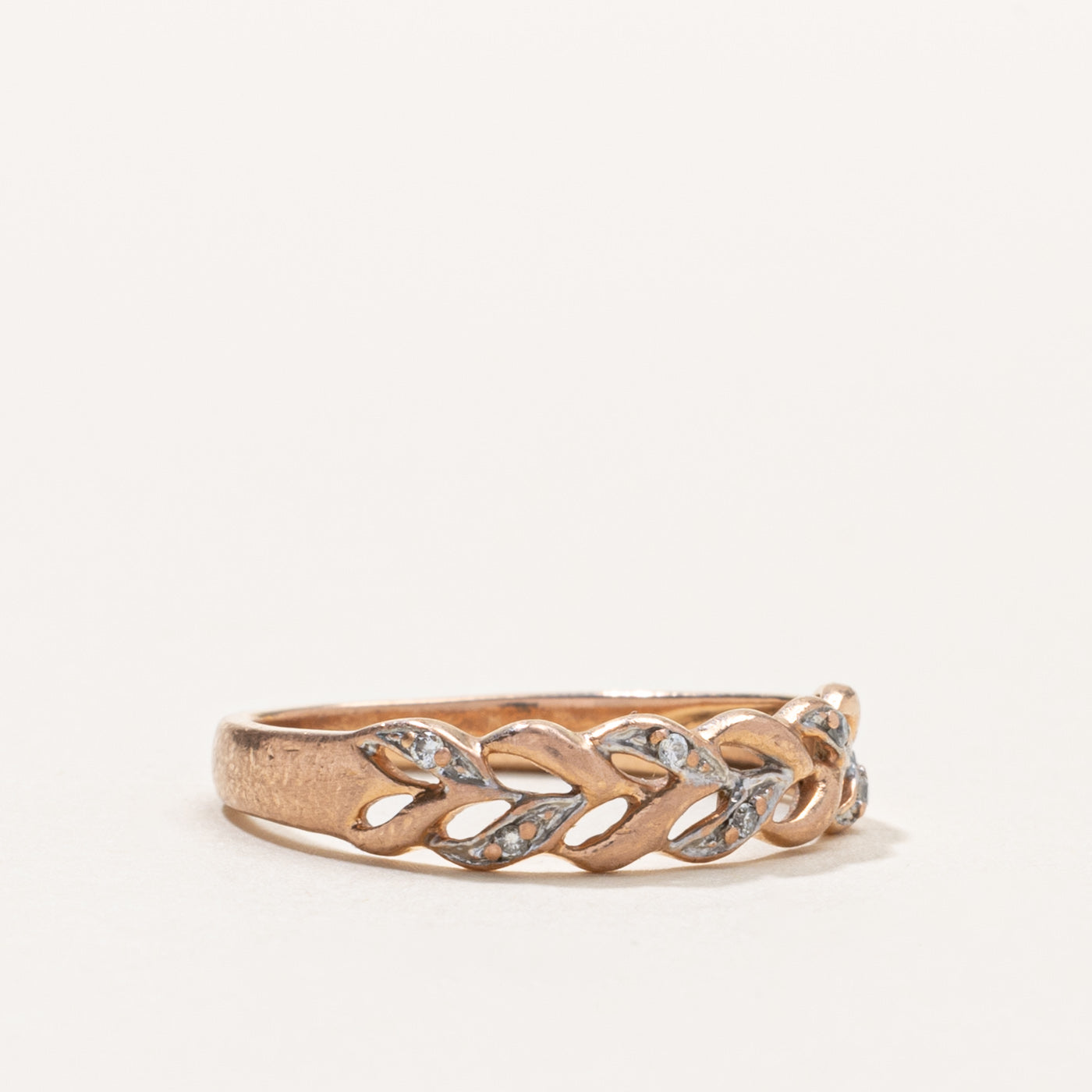 10k Diamond Accent Braided Band | SZ 6.5