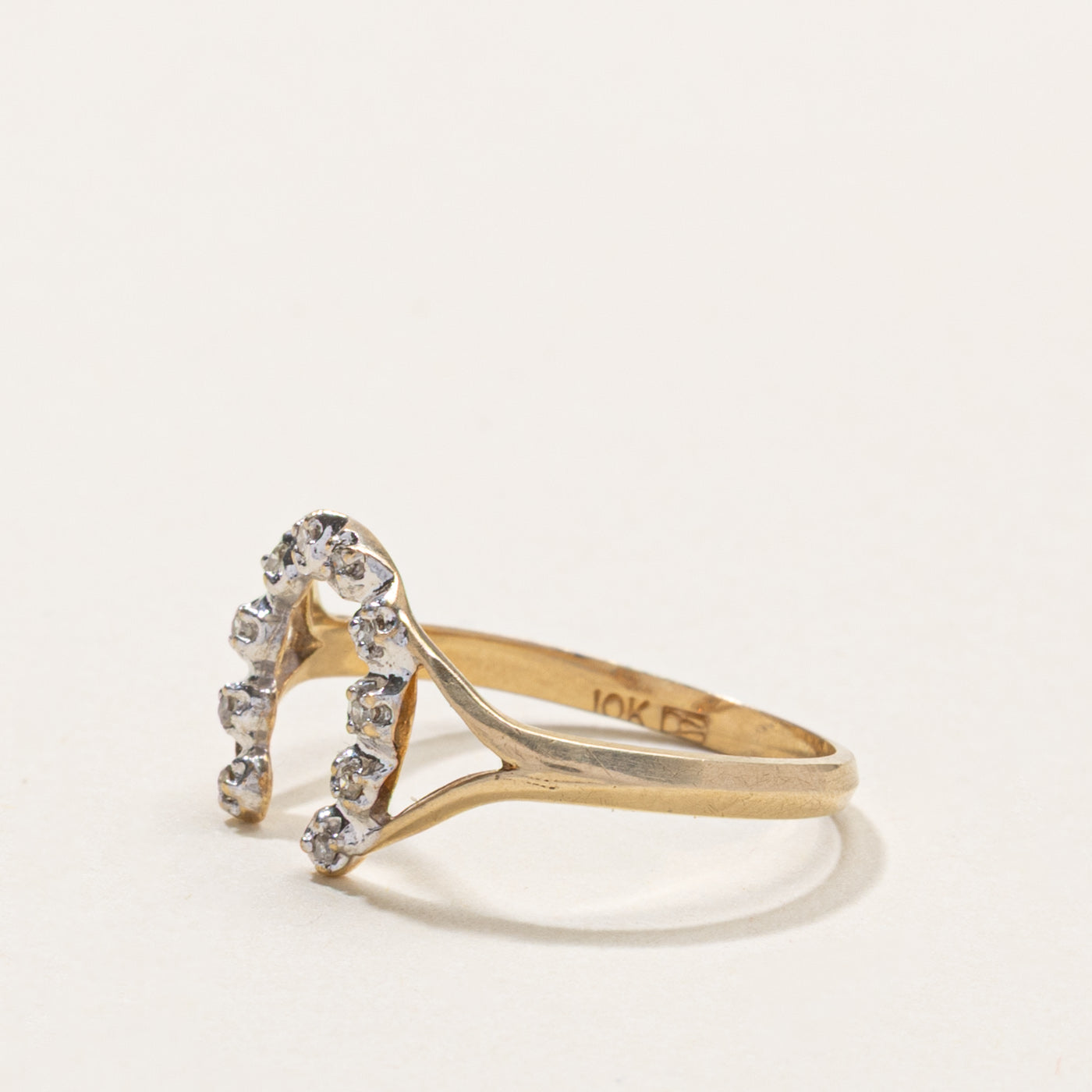 10k Diamond Horseshoe Ring | SZ 6
