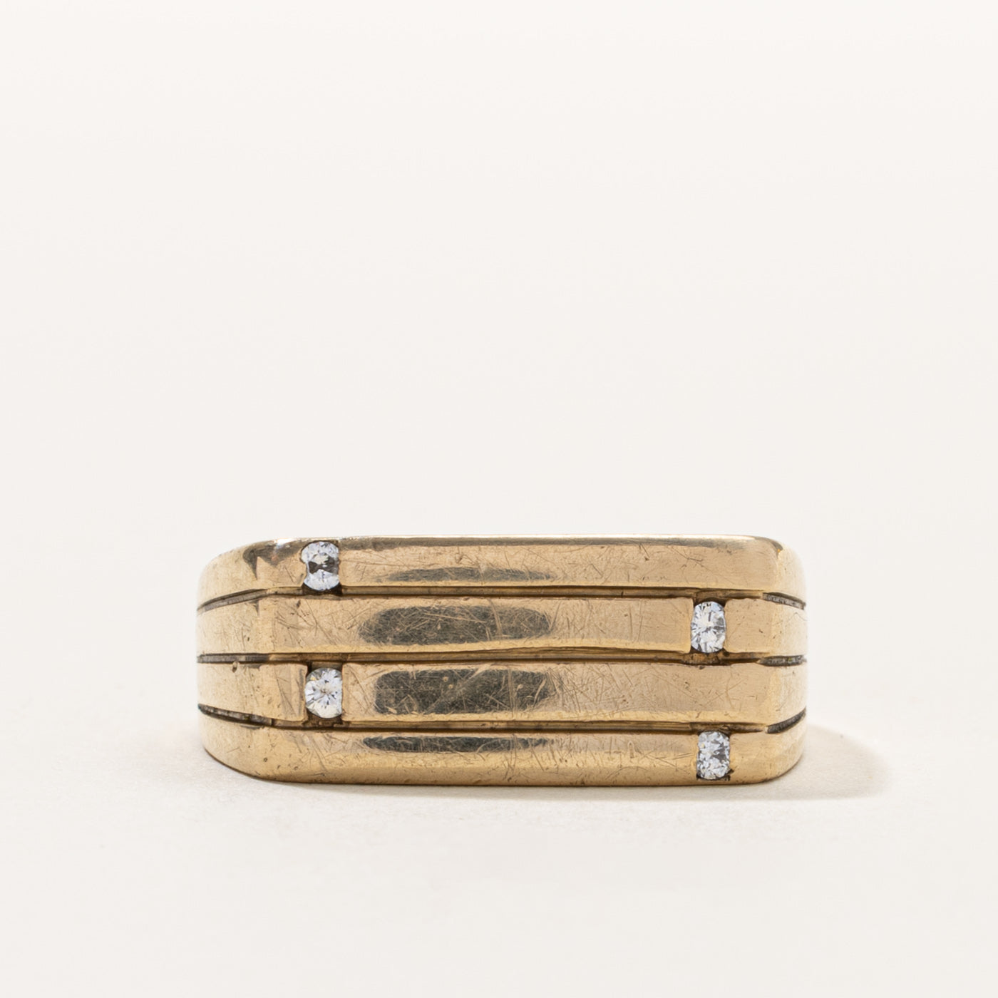 10k Diamond Accented Square Layered Band  | SZ 9.5