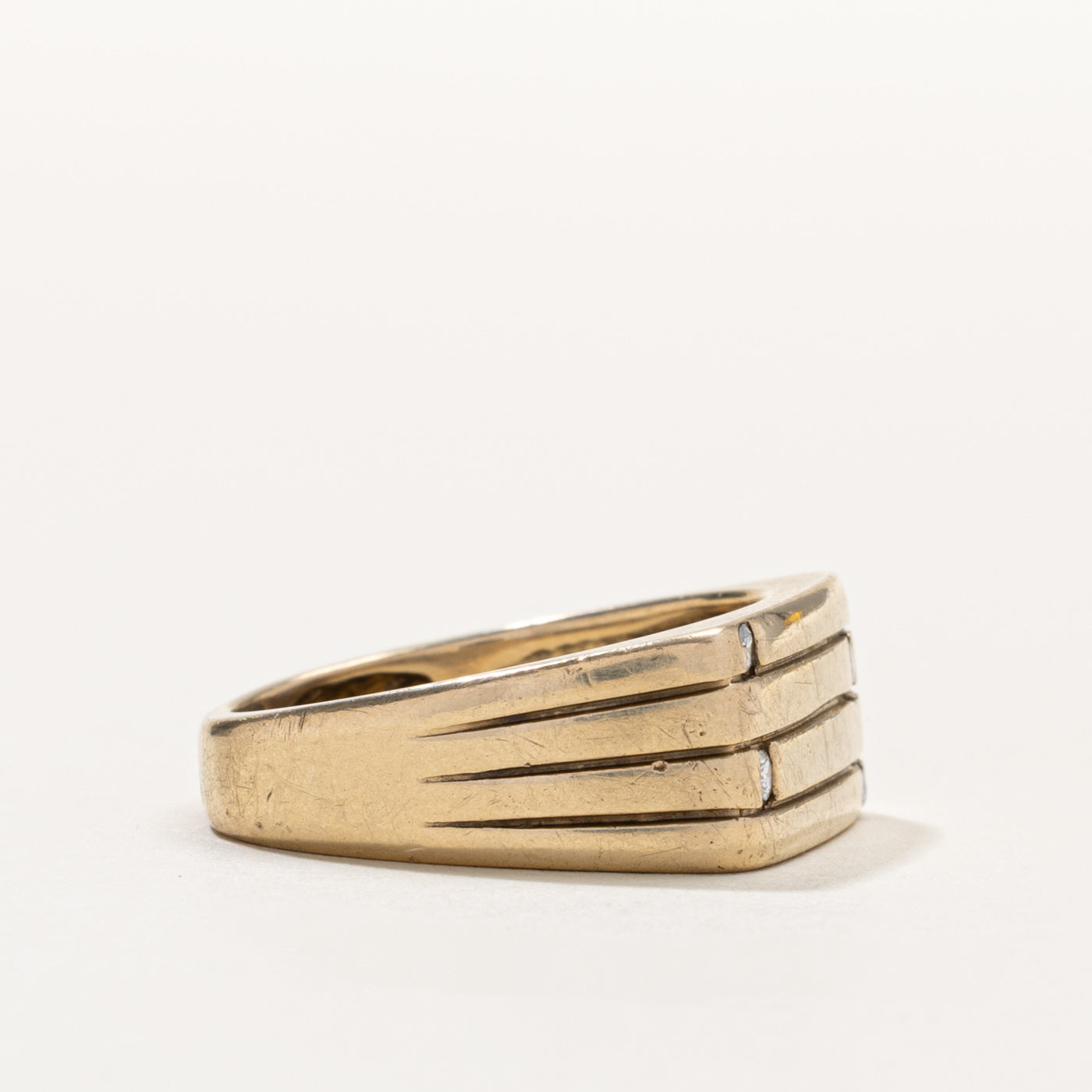 10k Diamond Accented Square Layered Band  | SZ 9.5