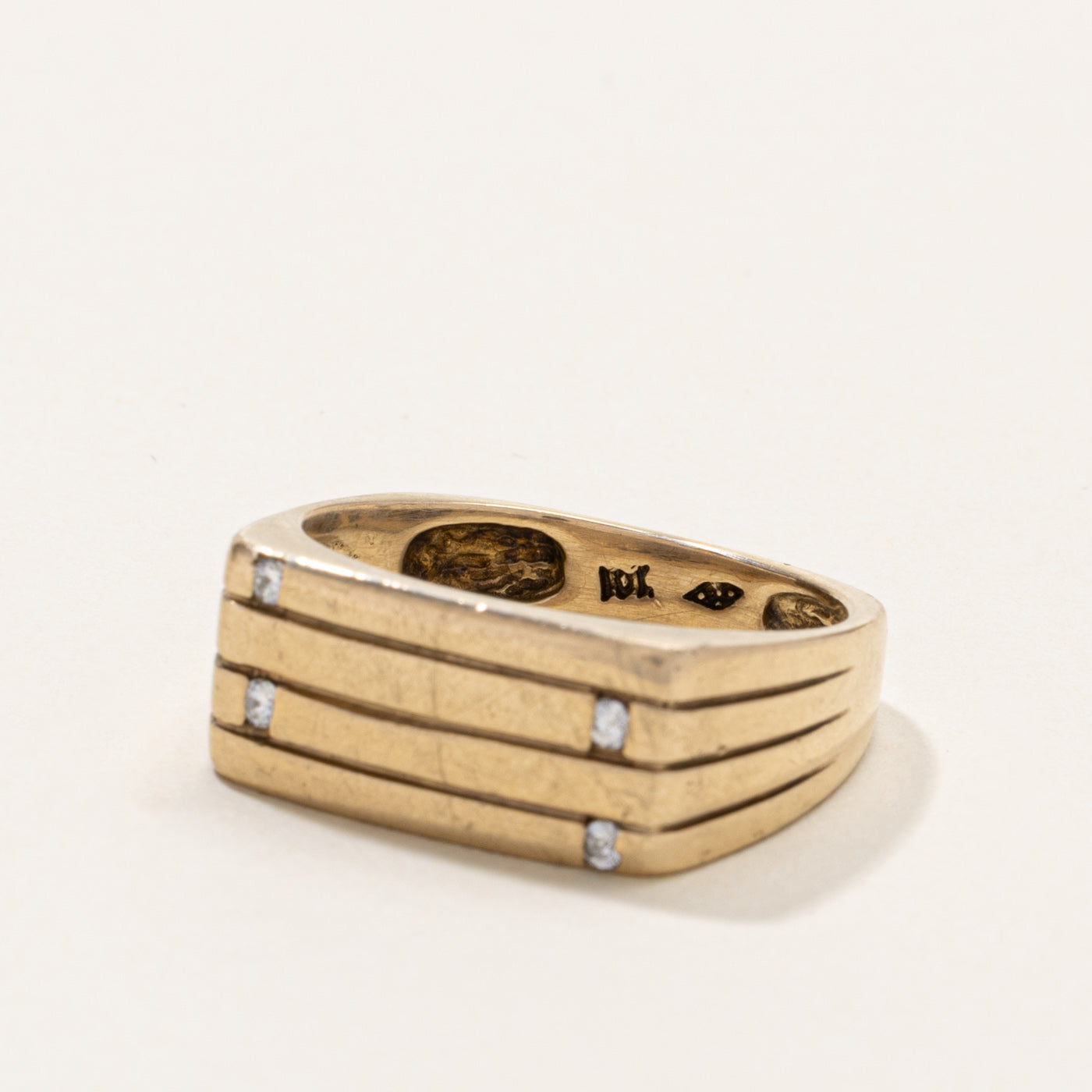 10k Diamond Accented Square Layered Band  | SZ 9.5