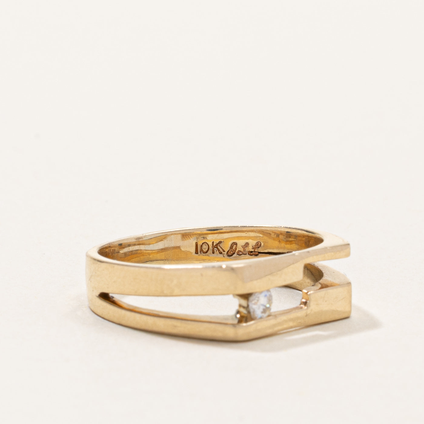 10k Diamond Geometric Layered Ring | SZ 6.25
