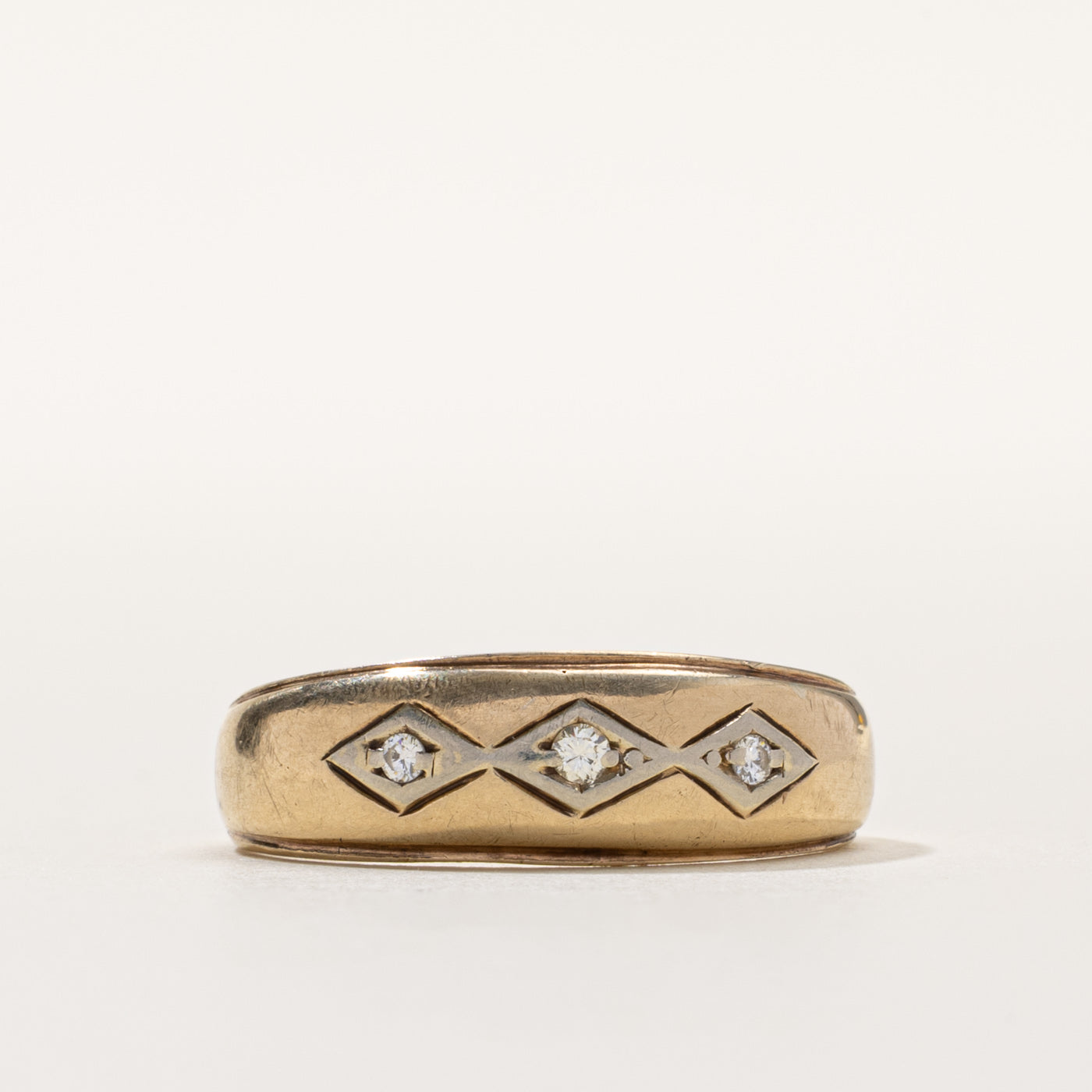 10k Illusion Set Diamond Geometric Band | SZ 11.5