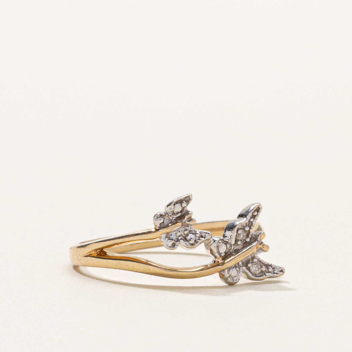 10k Diamond Butterfly Crossover Ring | SZ 6.5