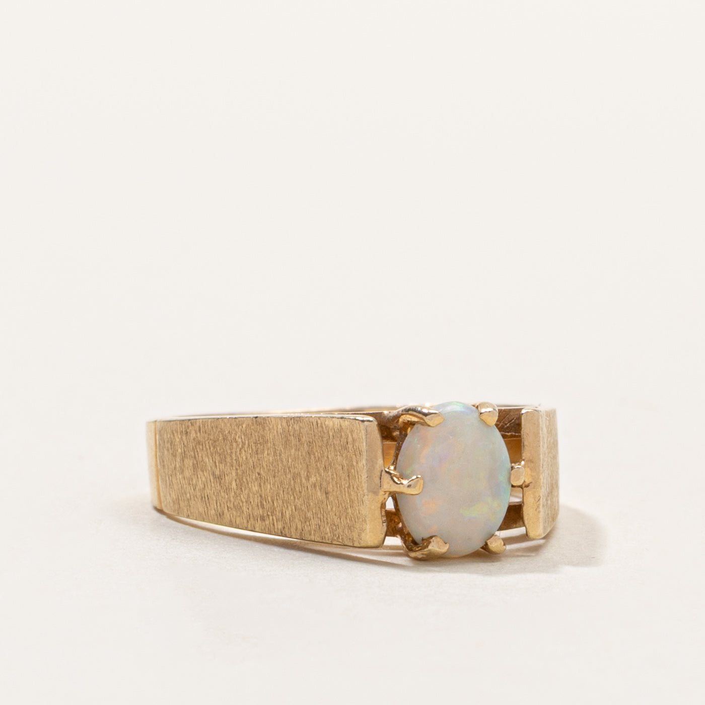 10k Solitaire Opal Textured Ring | SZ 6.5