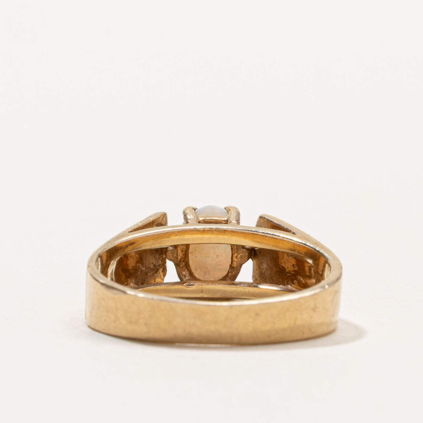 10K 10金　SOLID OPAL リング 10k Solitaire Opal Textured Ring | SZ 6.5