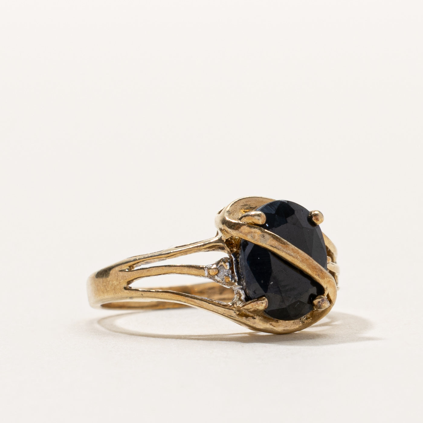 9k Sapphire & Diamond Accented Wrapped Ring | SZ 3.75