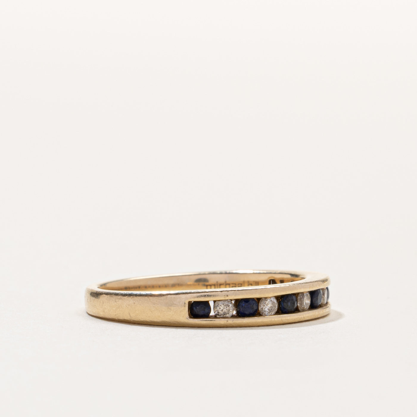 10k Semi Eternity Sapphire & Diamond Band | SZ 7.25