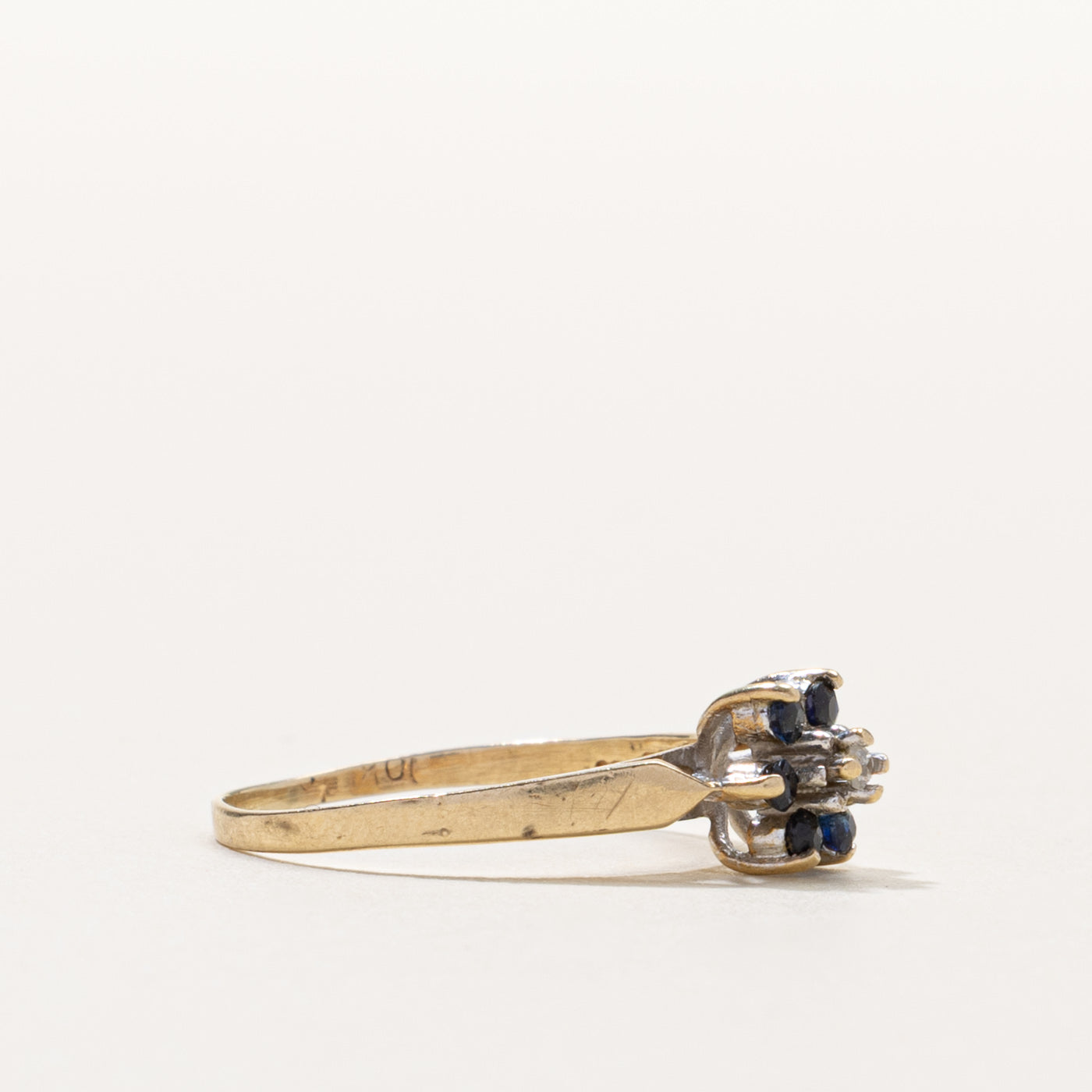 10k Sapphire & Diamond Floral Cluster Ring | SZ 5.5