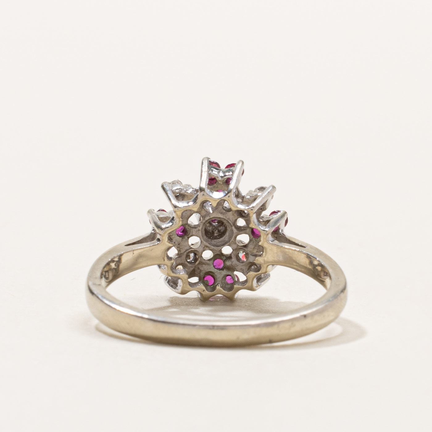 14k Ruby & Diamond Floral Cluster Ring | SZ 7