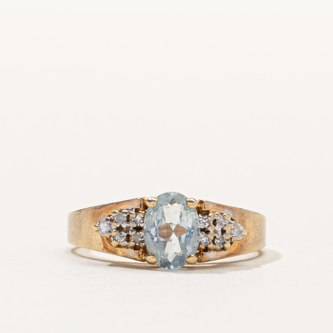 10k Aquamarine & Diamond Accented Ring | SZ 6