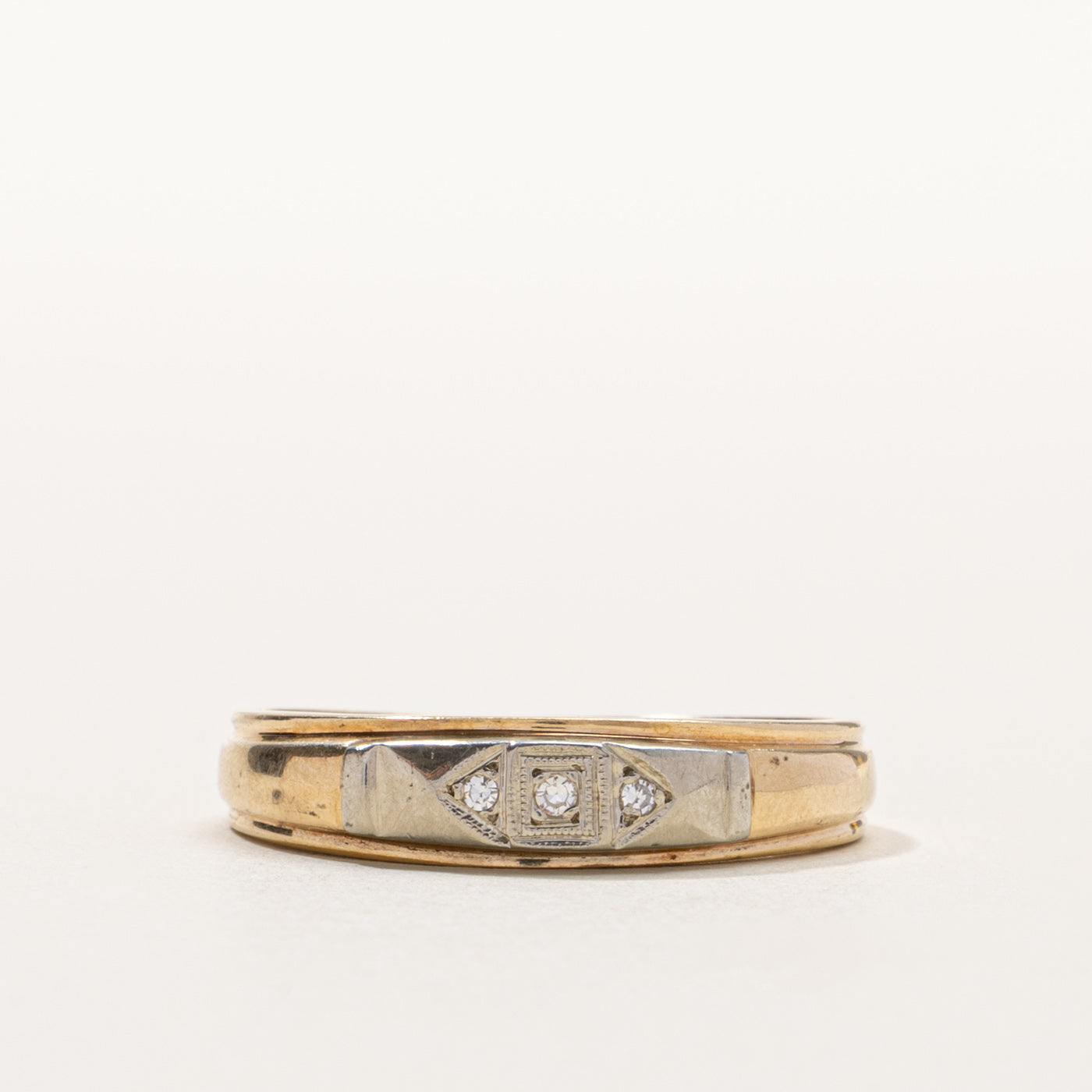 Vintage Canadian 10k Diamond Textured Band | SZ 11.75