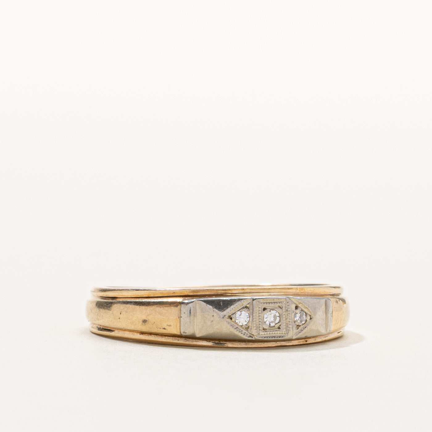 Vintage Canadian 10k Diamond Textured Band | SZ 11.75