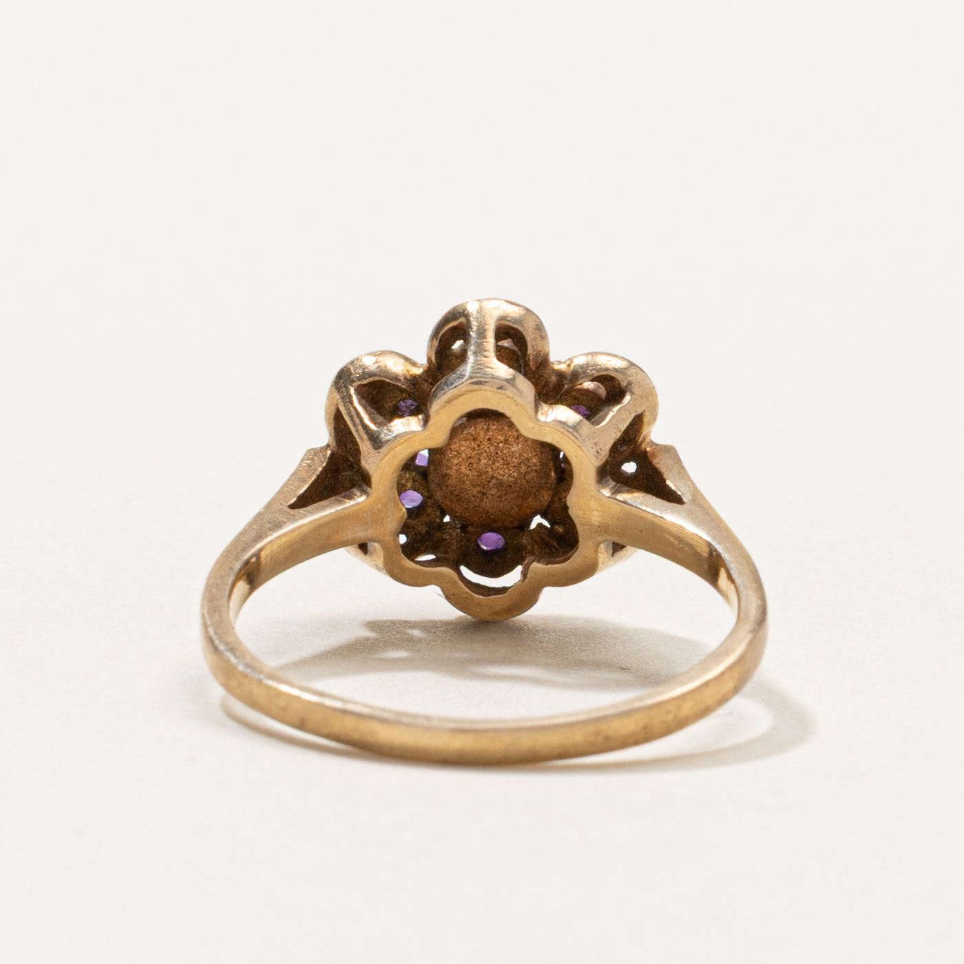 Vintage Canadian Amethyst & Pearl Floral Ring | SZ 6