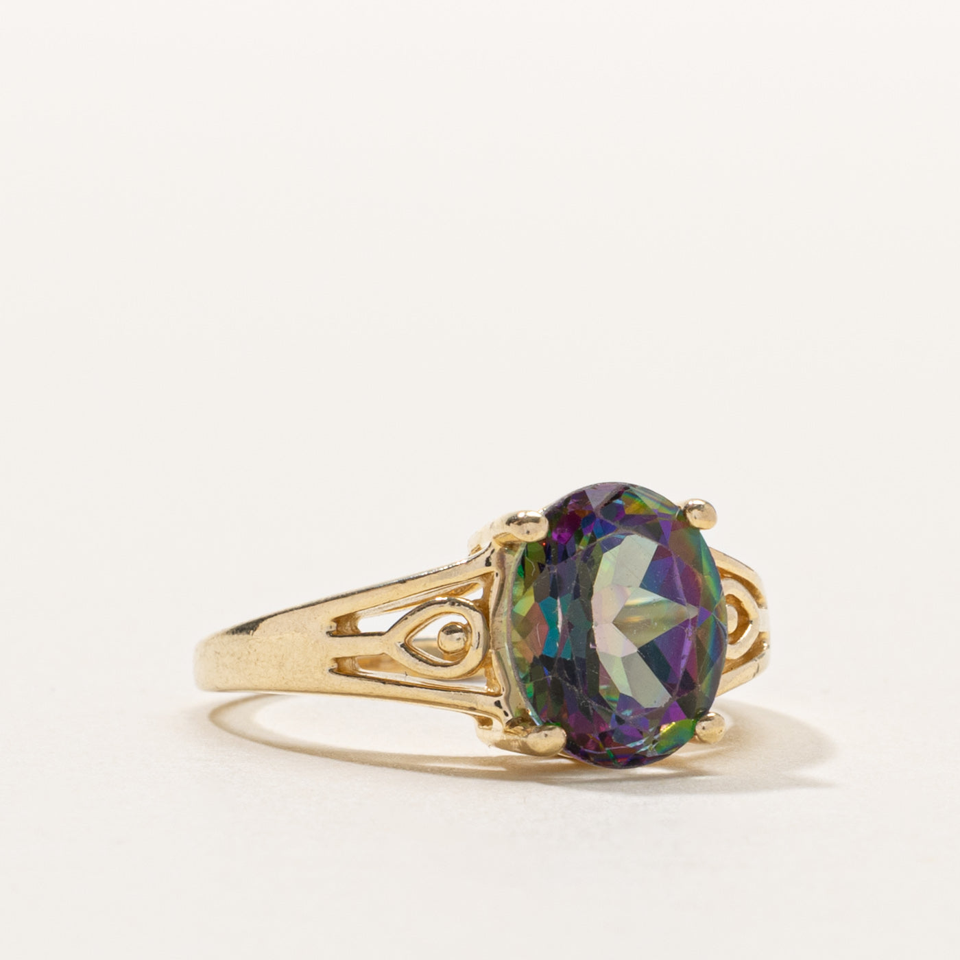 14k Mystic Topaz Geometric Openwork Ring | SZ 7.25