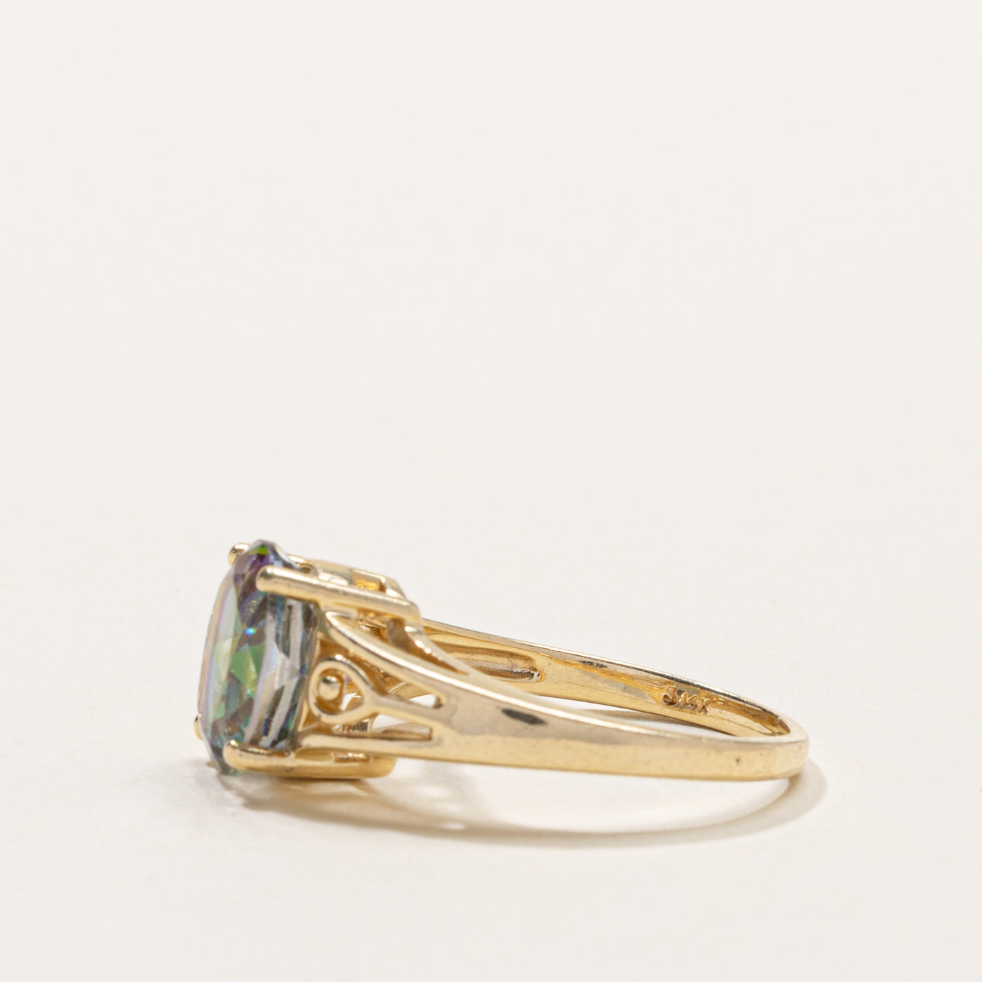 14k Mystic Topaz Geometric Openwork Ring | SZ 7.25