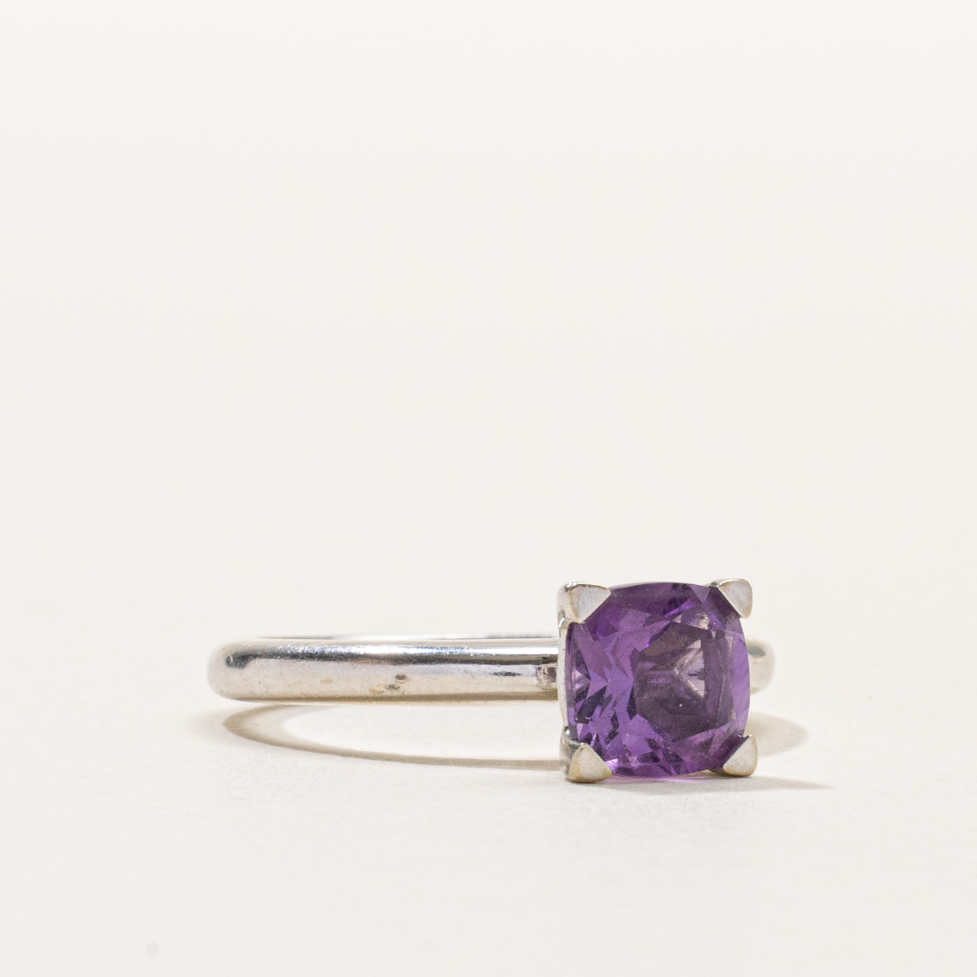 14k Round Cut Amethyst & Hidden Diamond Ring | SZ 7.25