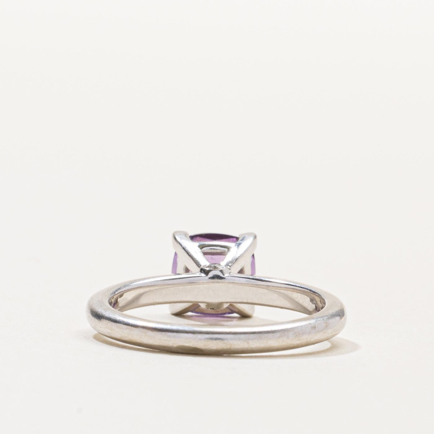 14k Round Cut Amethyst & Hidden Diamond Ring | SZ 7.25