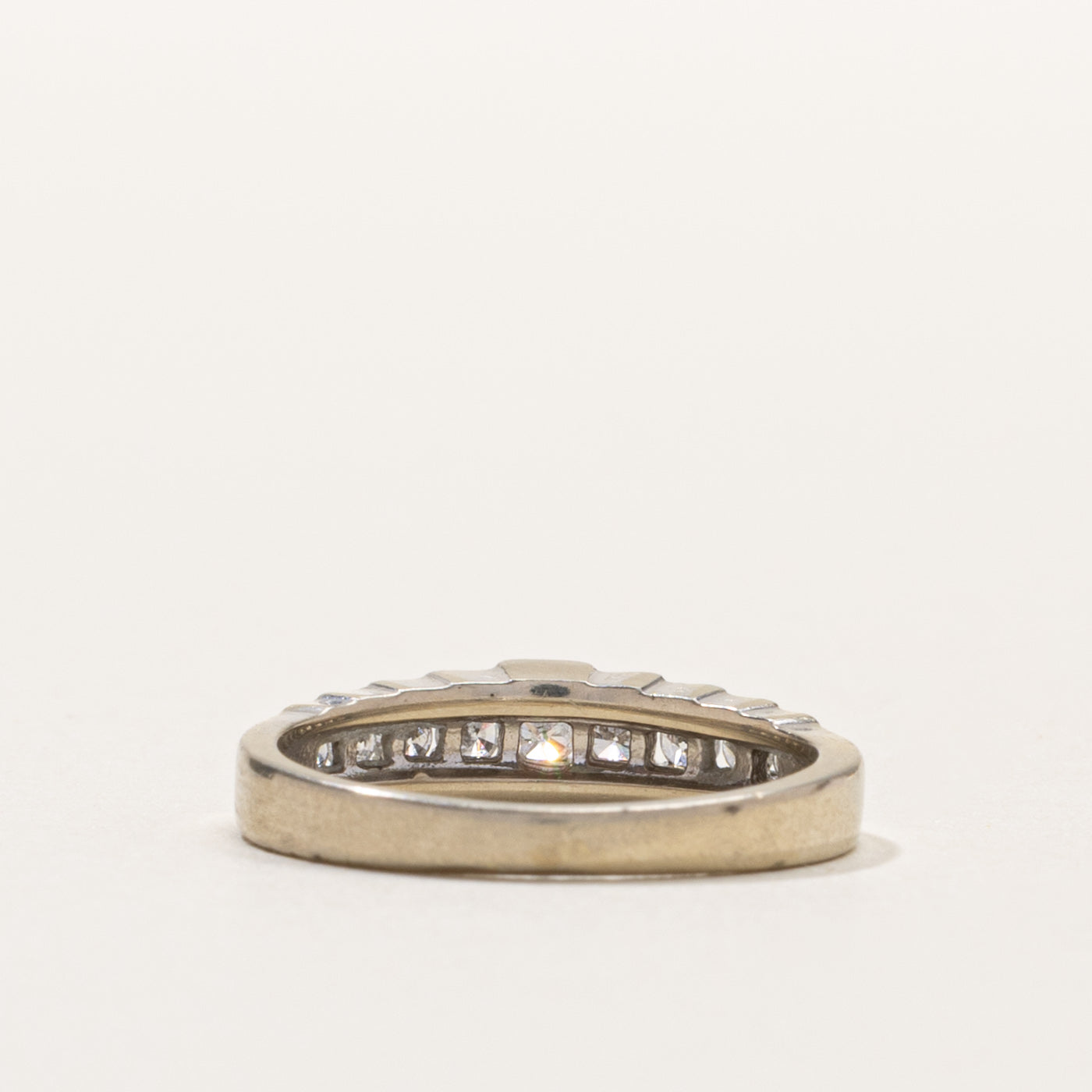 14k Channel Set Semi Eternity Diamond Grooved Band | SZ 4.5