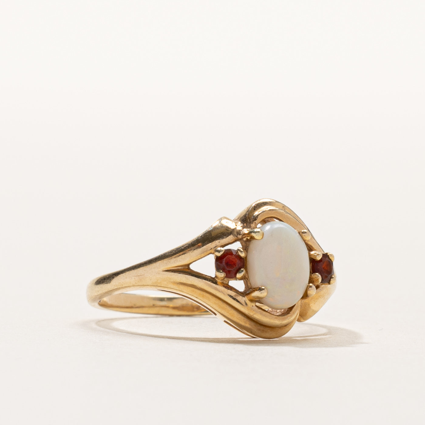 14k Opal & Garnet Accented Ring | SZ 7.25