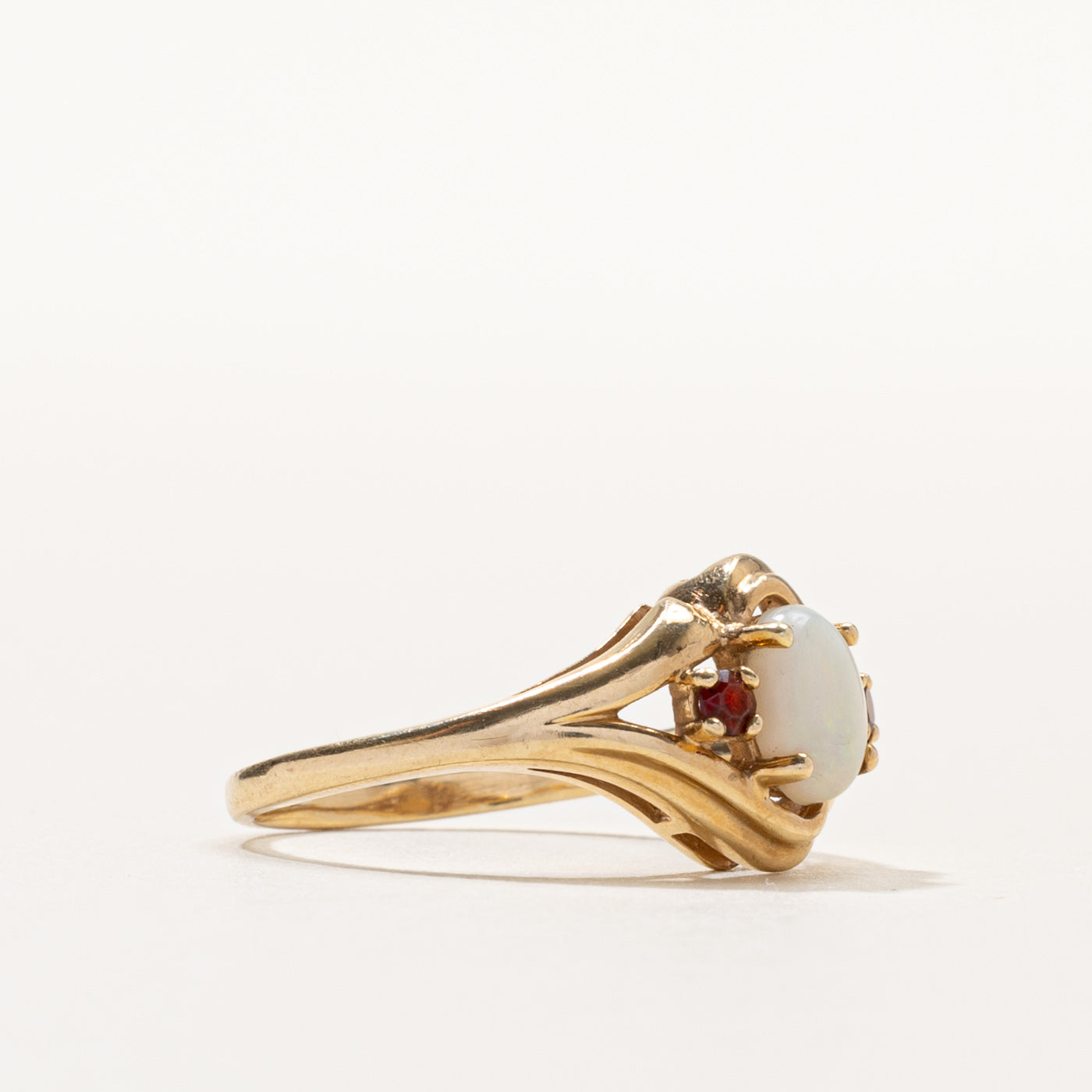 14k Opal & Garnet Accented Ring | SZ 7.25
