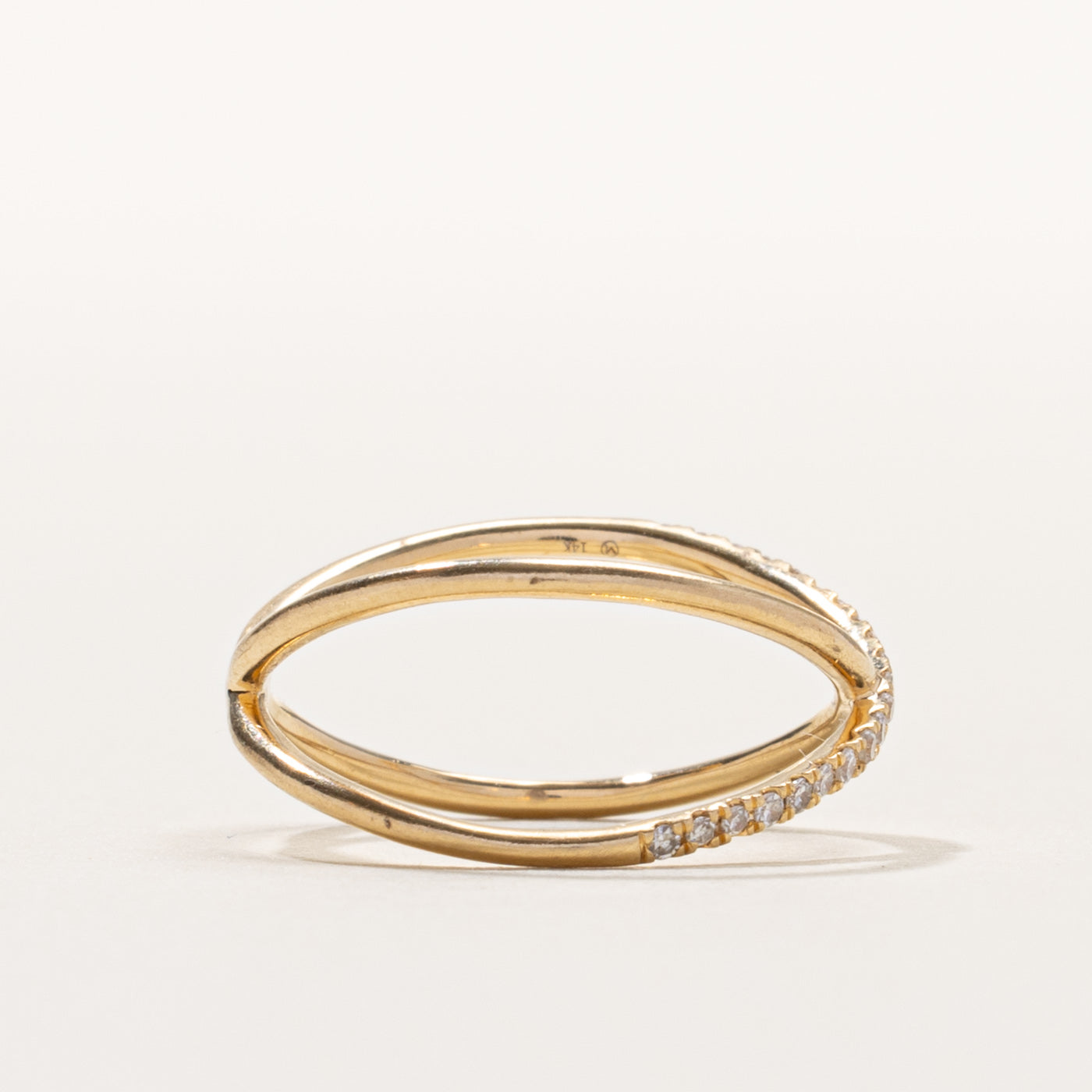 14k Pavé Set Diamond Crossover Ring | SZ 6.25