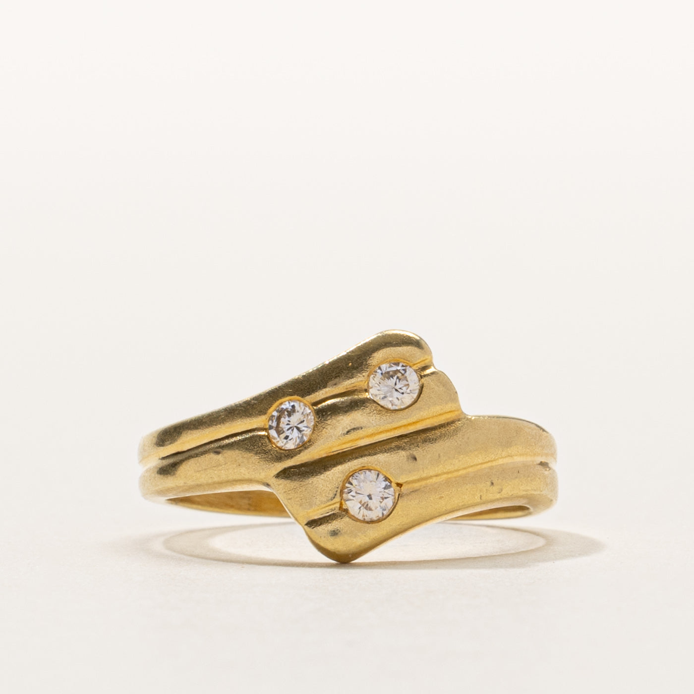 18k Diamond Textured Bypass Ring | 0.10ctw | SZ 7.25