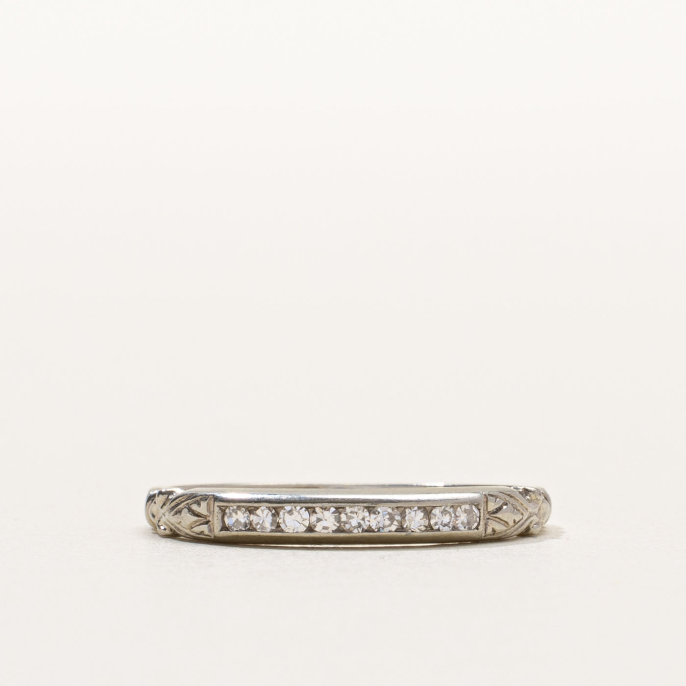 18k Semi Eternity Diamond Engraved Band | SZ 5