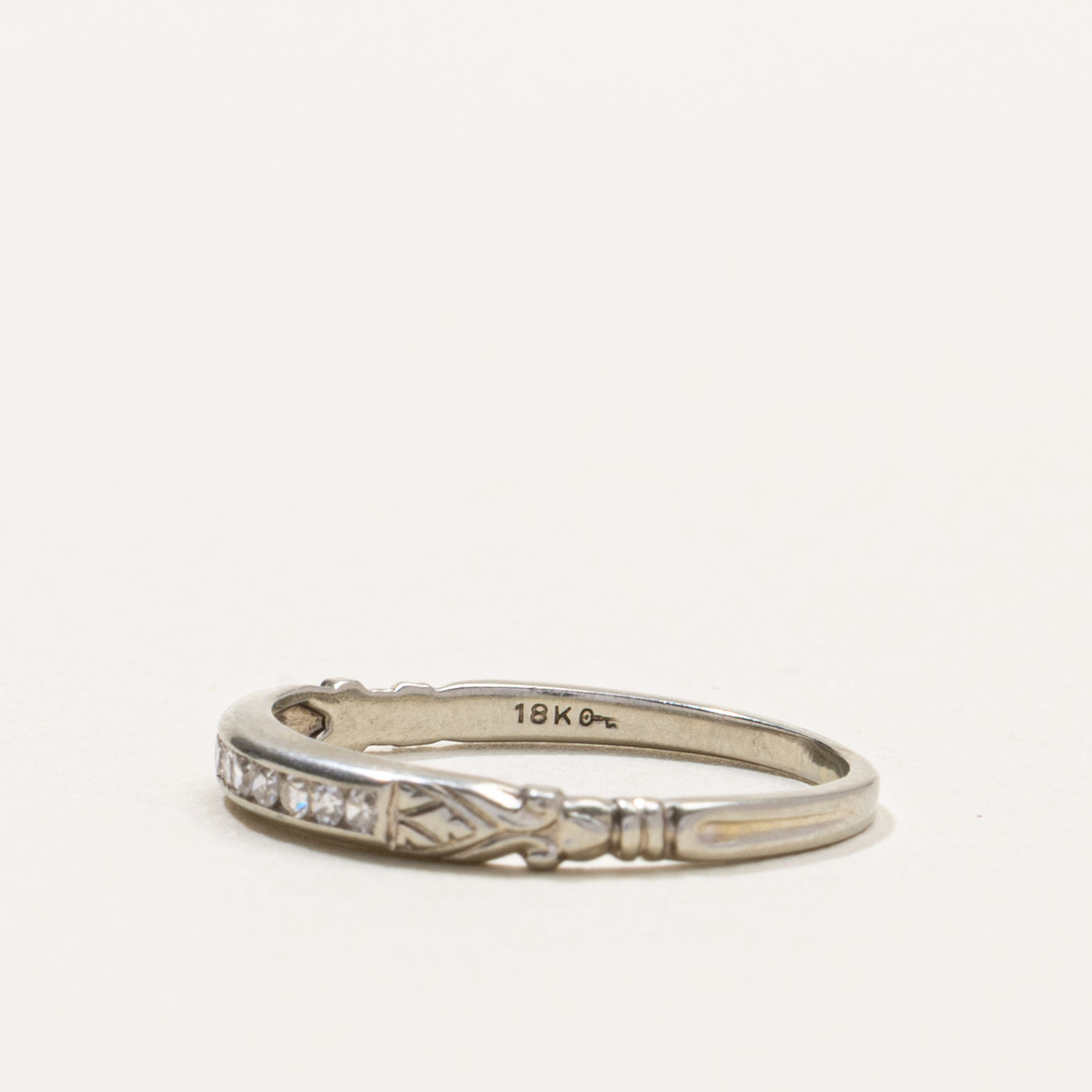 18k Semi Eternity Diamond Engraved Band | SZ 5