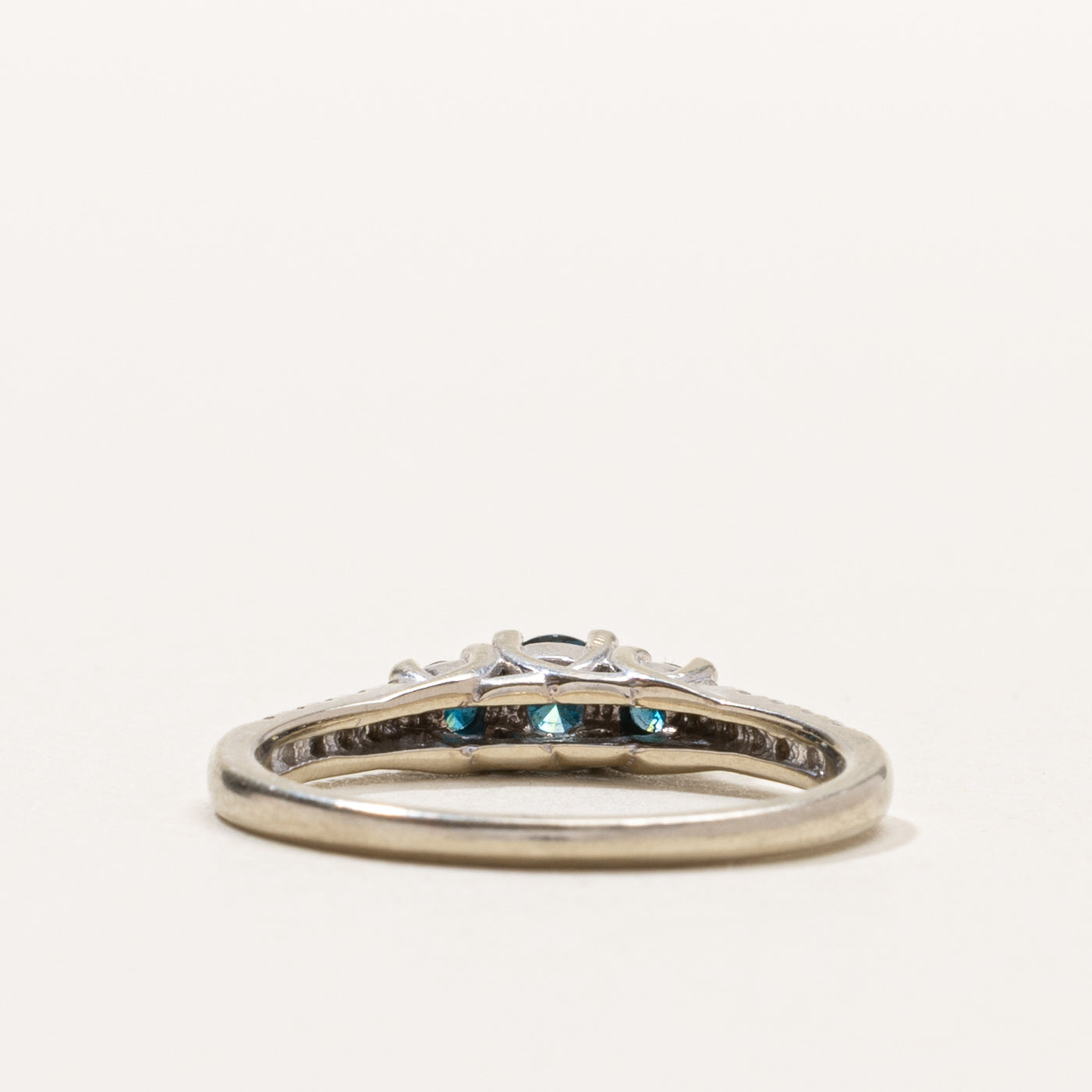 14k Three Stone Blue Diamond Ring | 0.37ctw | SZ 7.5