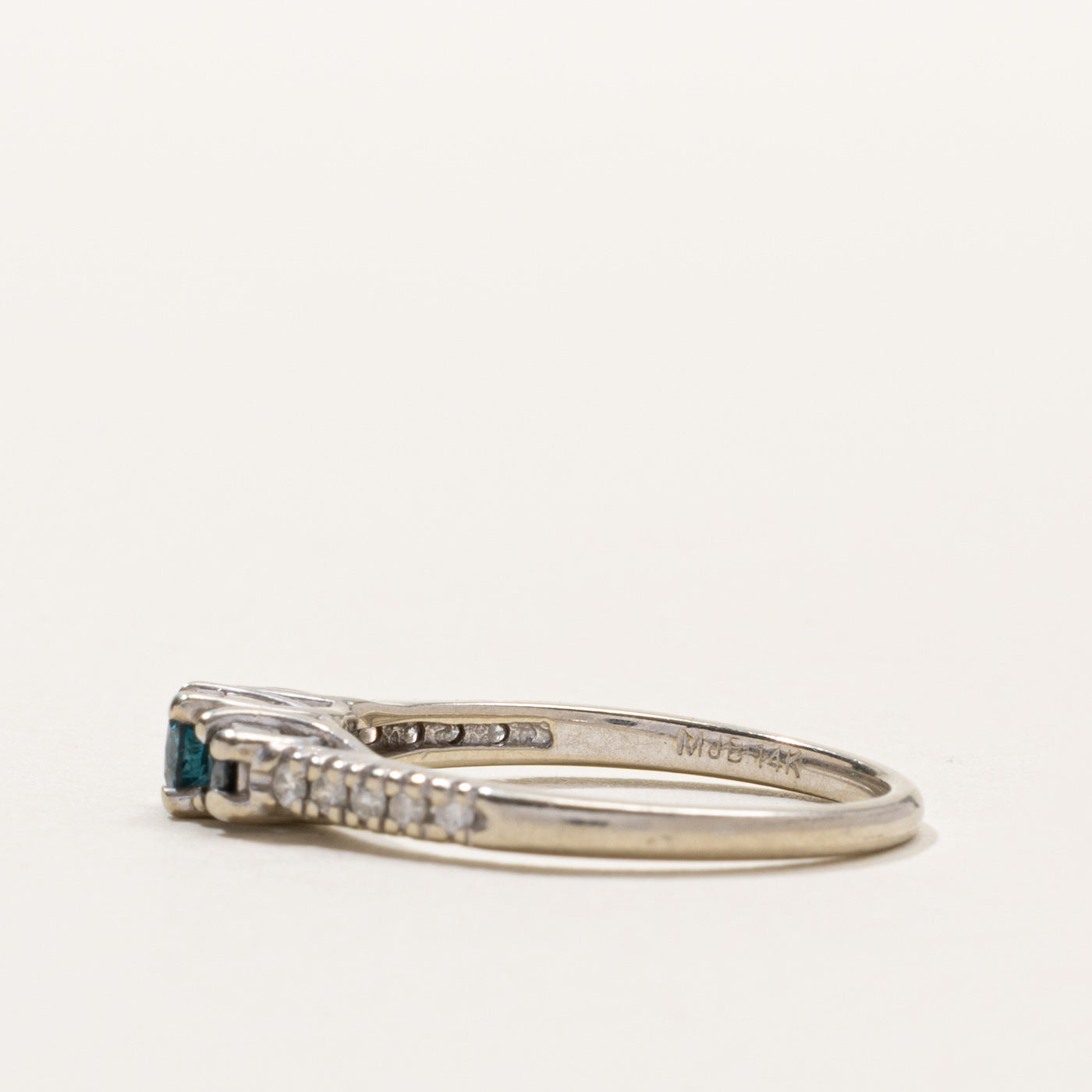 14k Three Stone Blue Diamond Ring | 0.37ctw | SZ 7.5
